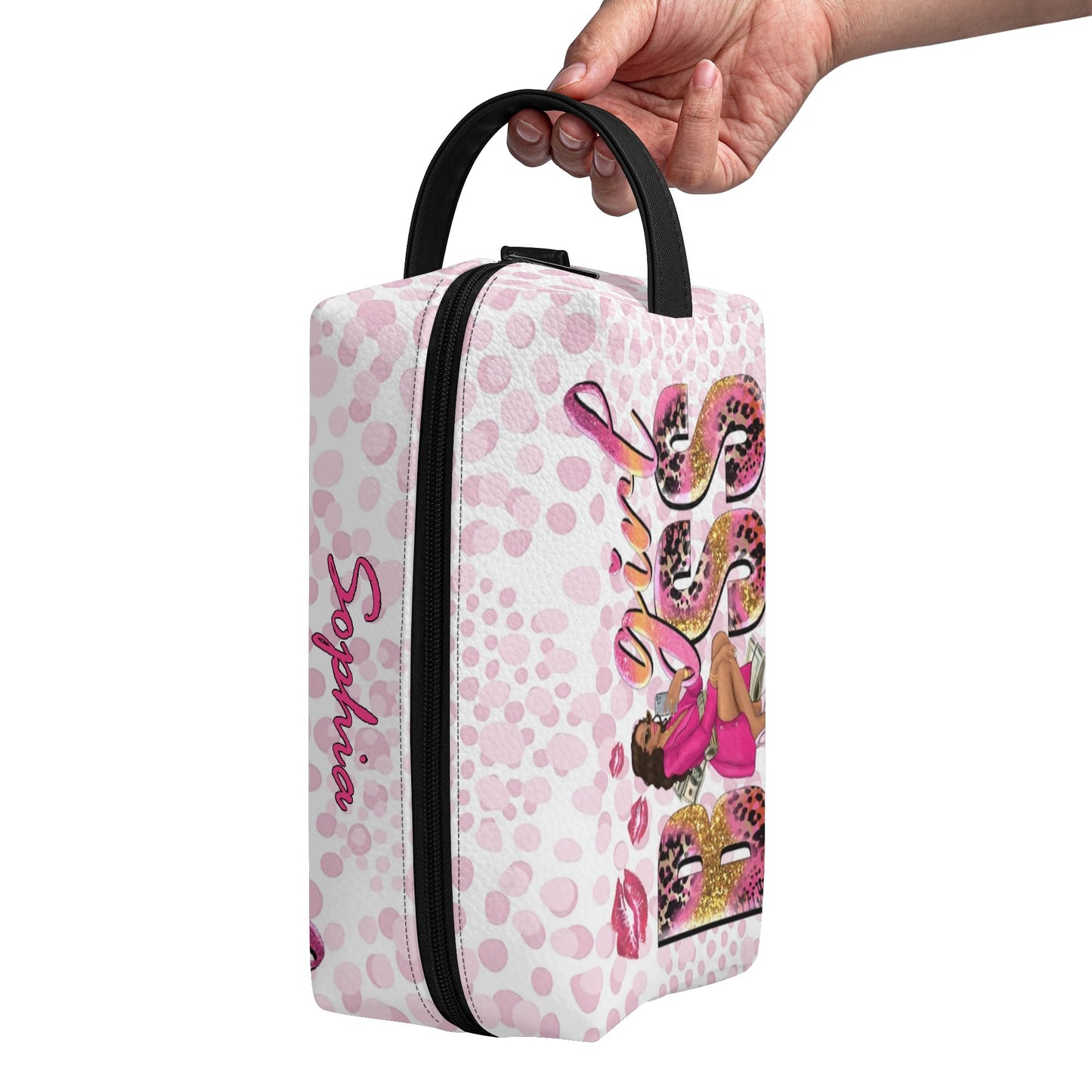 Travel PU Leather Toilettrie Bag Makeup Organizer