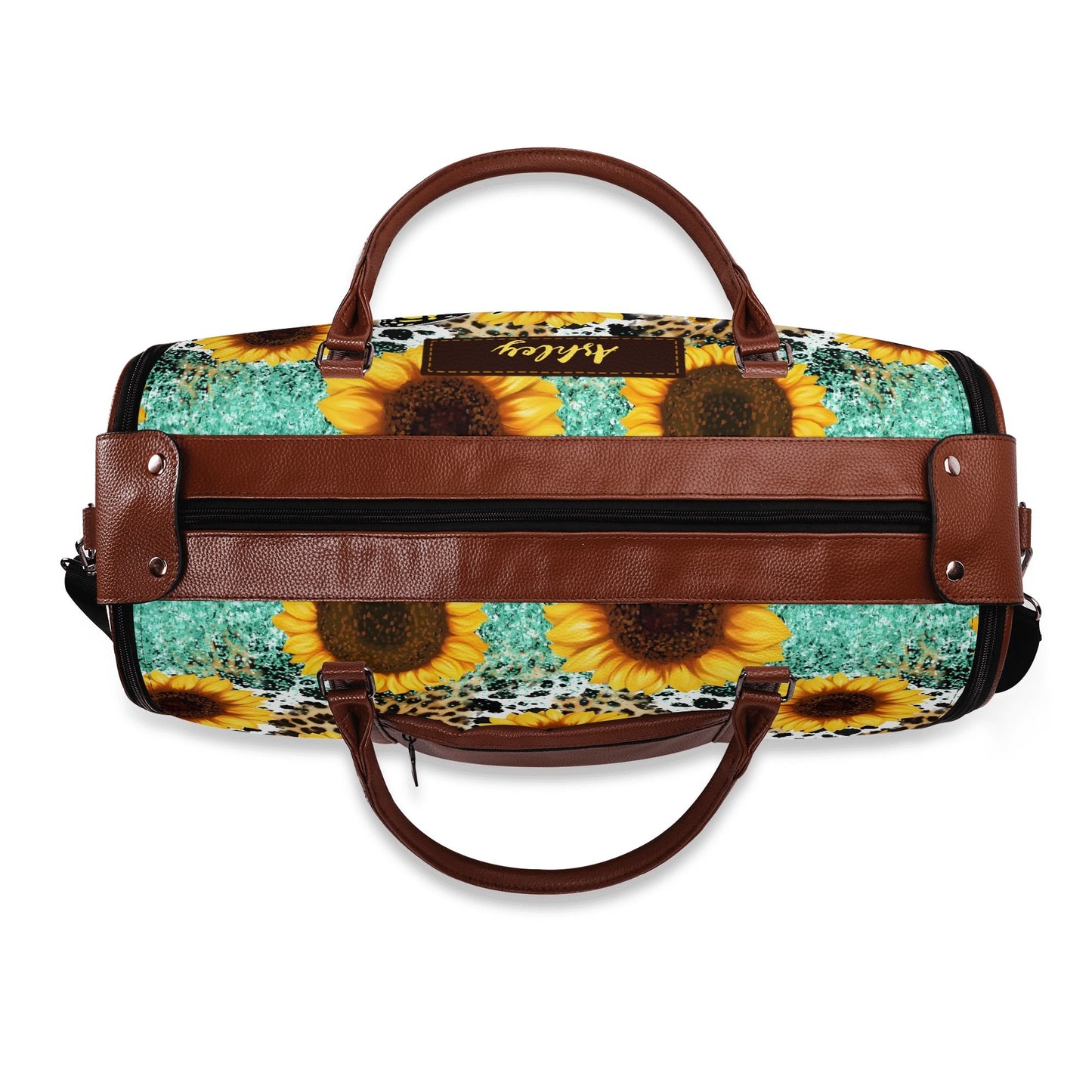 Personalized Leather Duffle Bag Foldable Travel Bag
