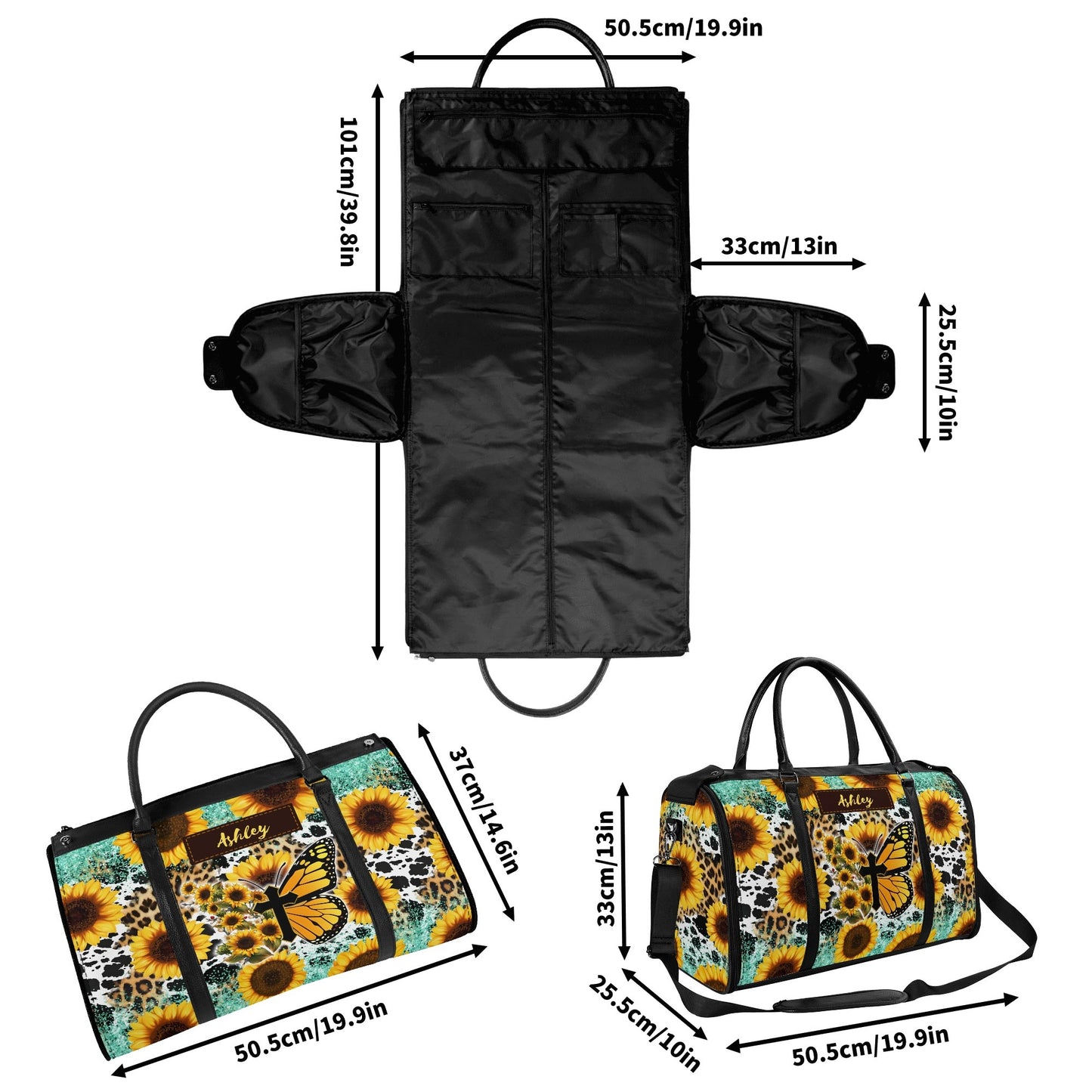 Personalized Leather Duffle Bag Foldable Travel Bag