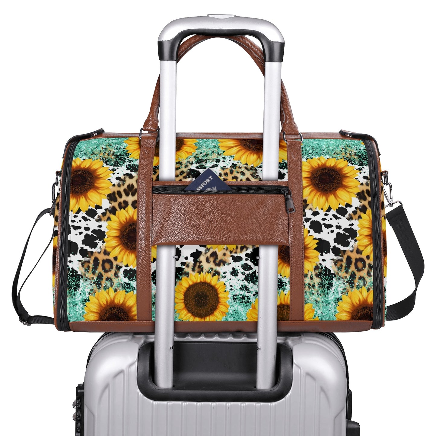 Personalized Leather Duffle Bag Foldable Travel Bag