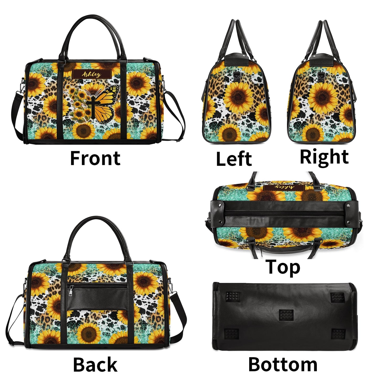 Personalized Leather Duffle Bag Foldable Travel Bag