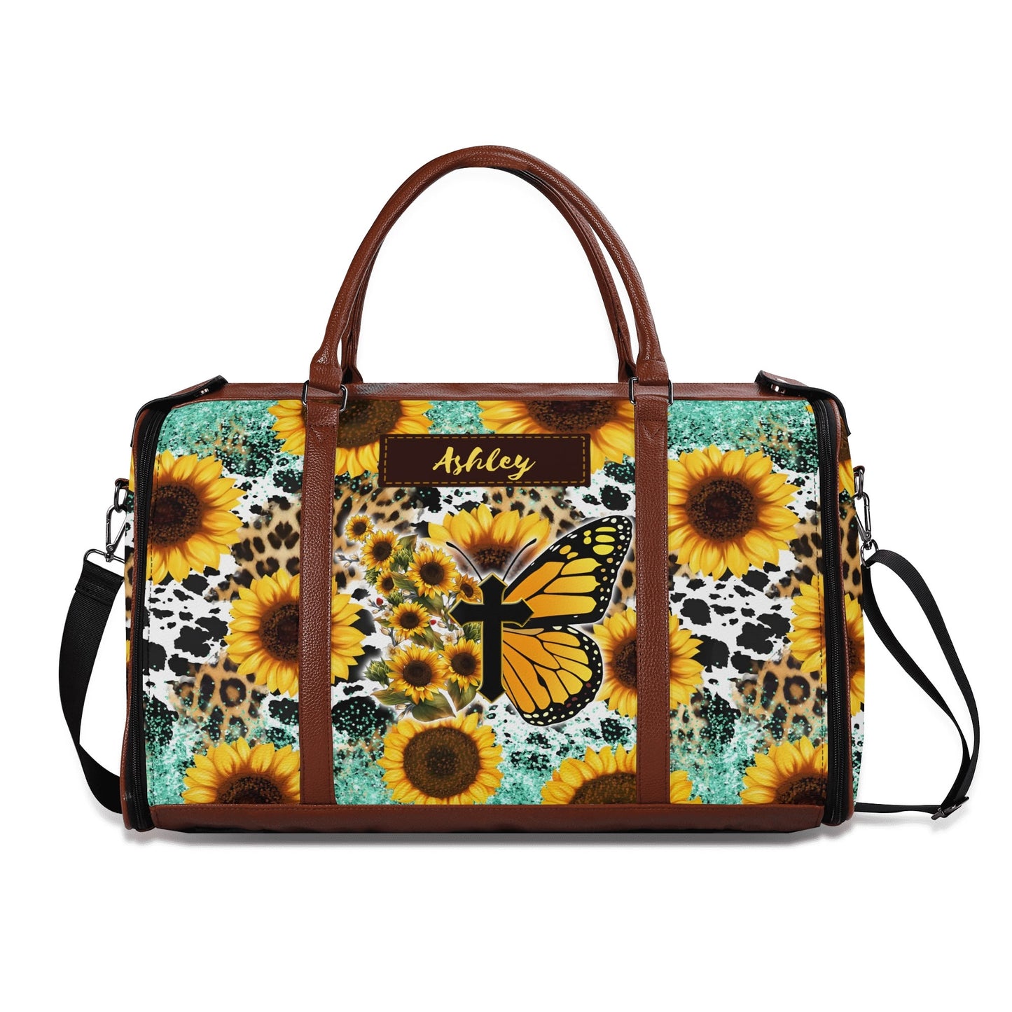 Personalized Leather Duffle Bag Foldable Travel Bag