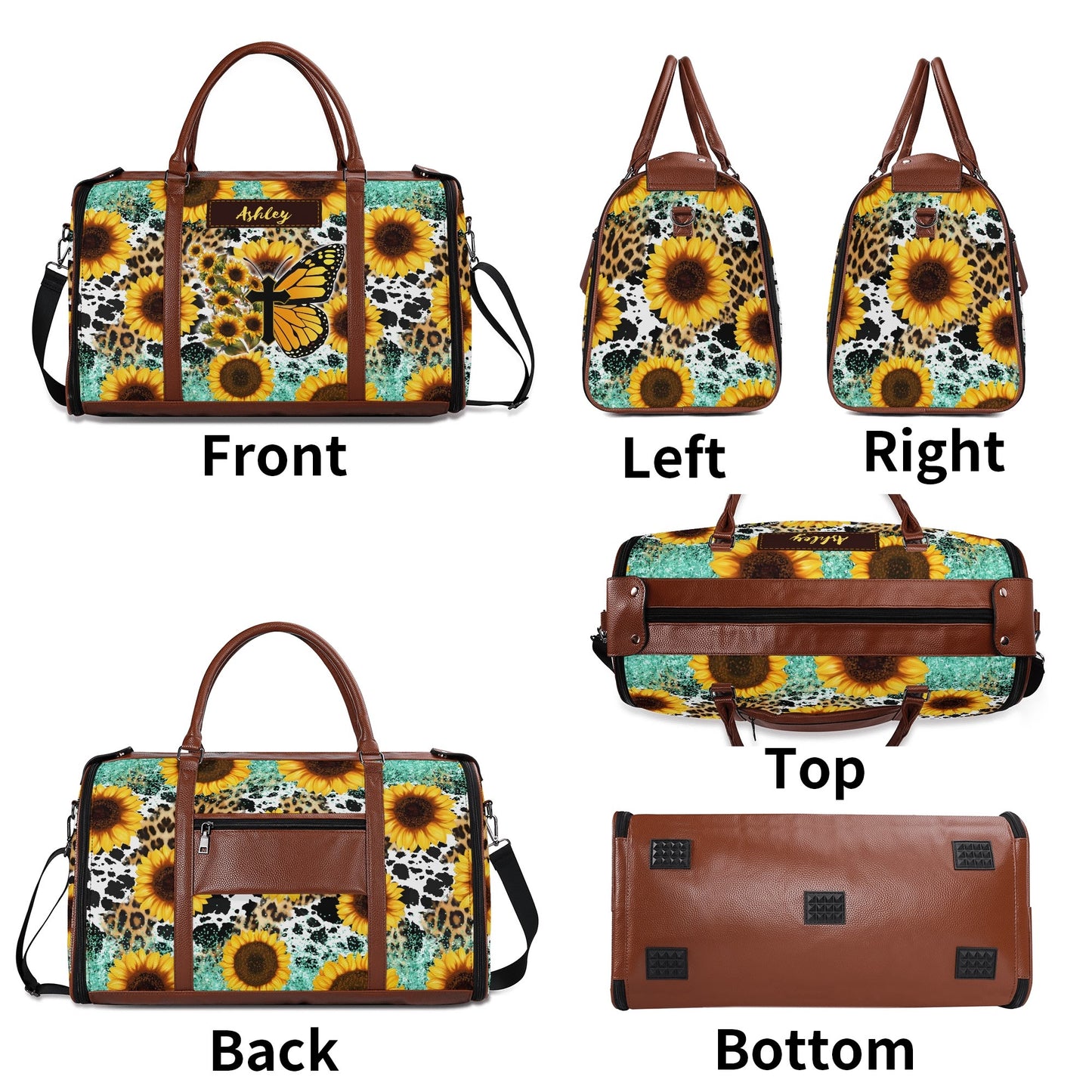 Personalized Leather Duffle Bag Foldable Travel Bag