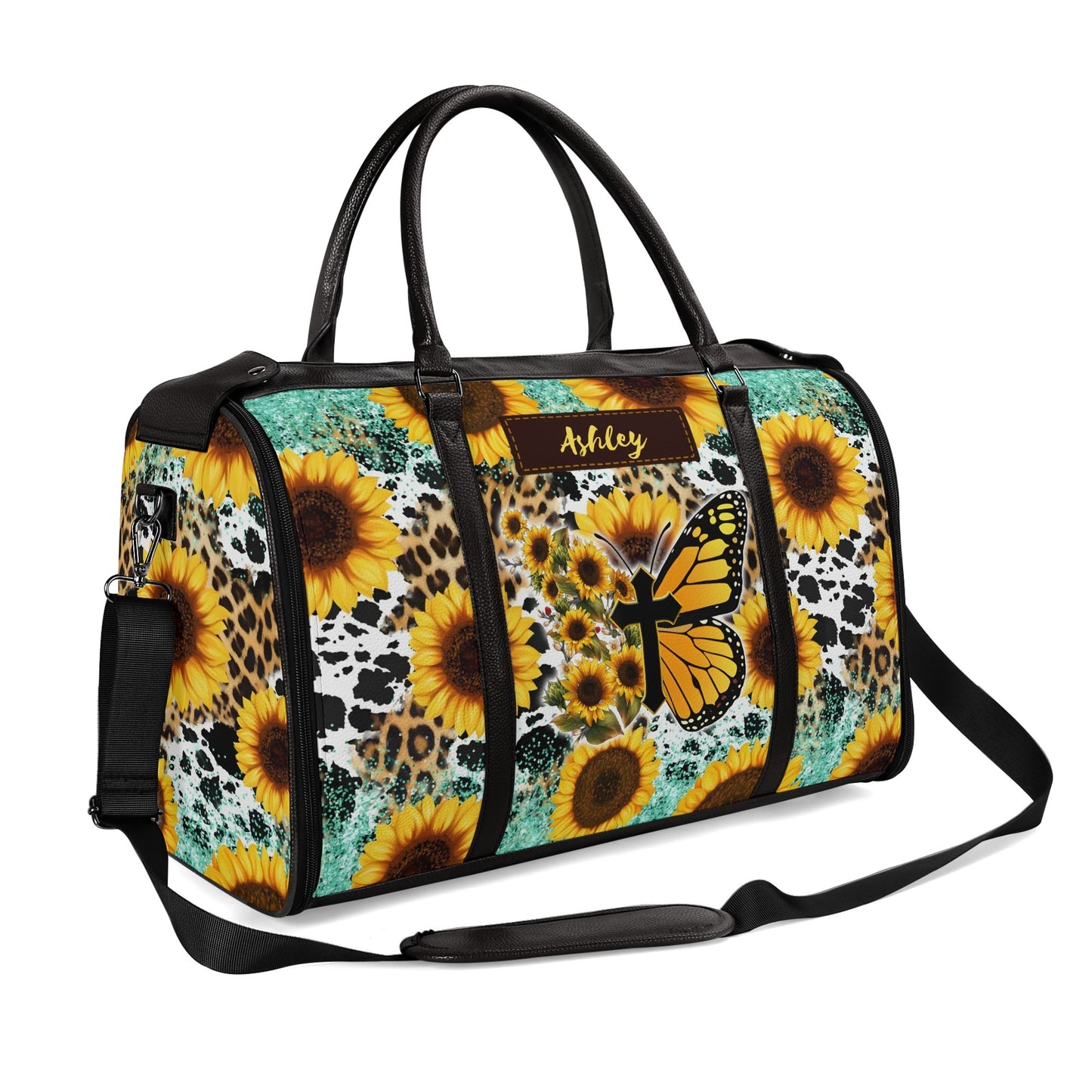 Personalized Leather Duffle Bag Foldable Travel Bag