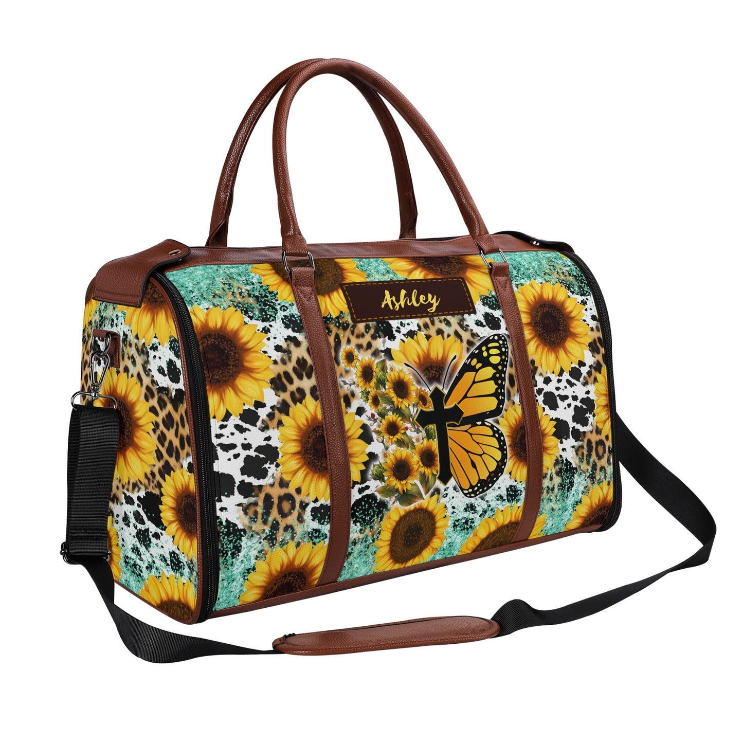 Personalized Leather Duffle Bag Foldable Travel Bag