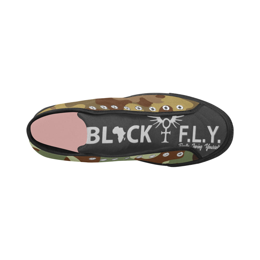 BLACK F.L.Y Camo Women's Canvas Shoes