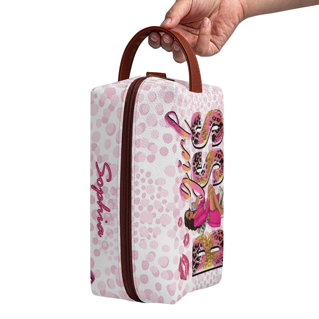 Travel PU Leather Toilettrie Bag Makeup Organizer
