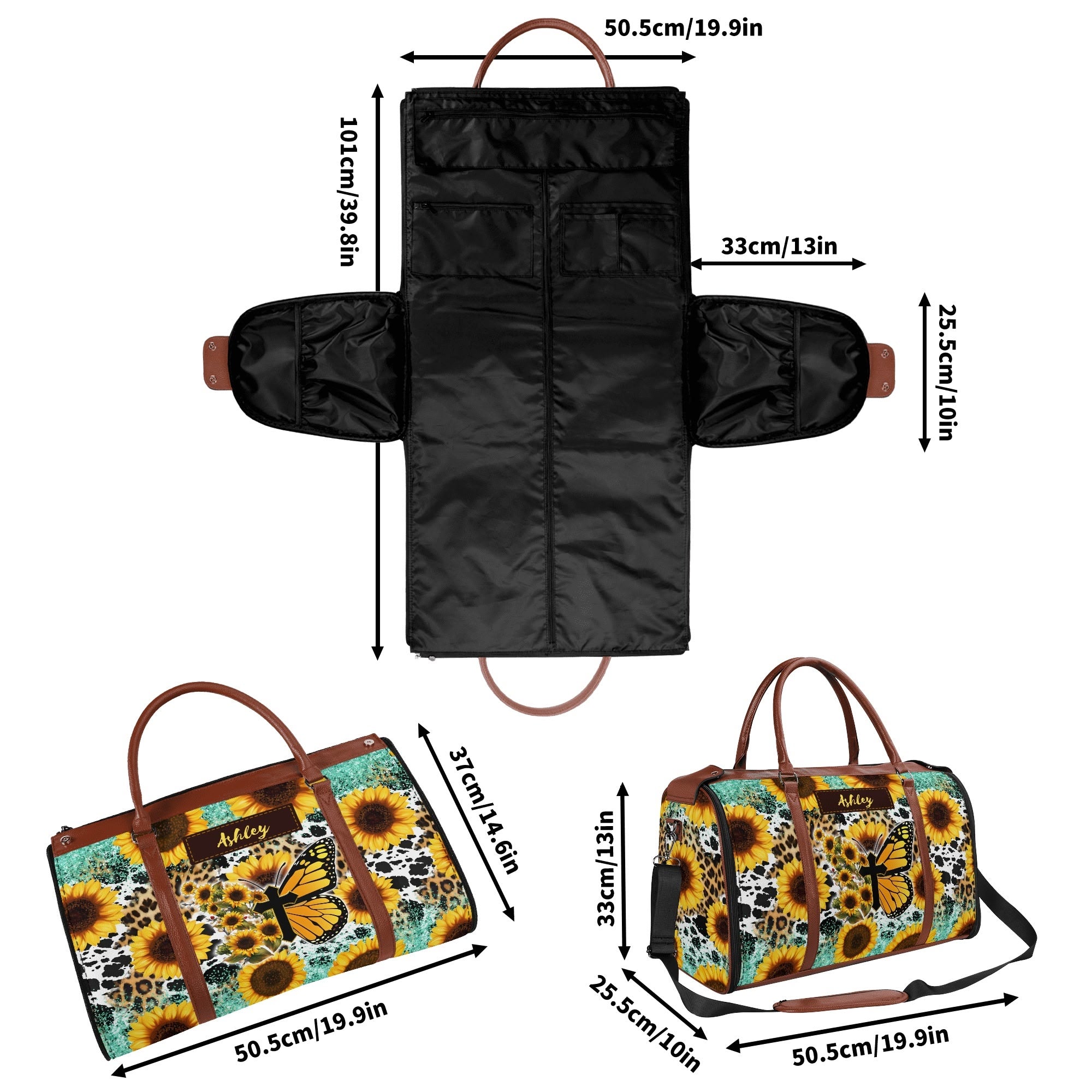 Personalized Leather Duffle Bag Foldable Travel Bag