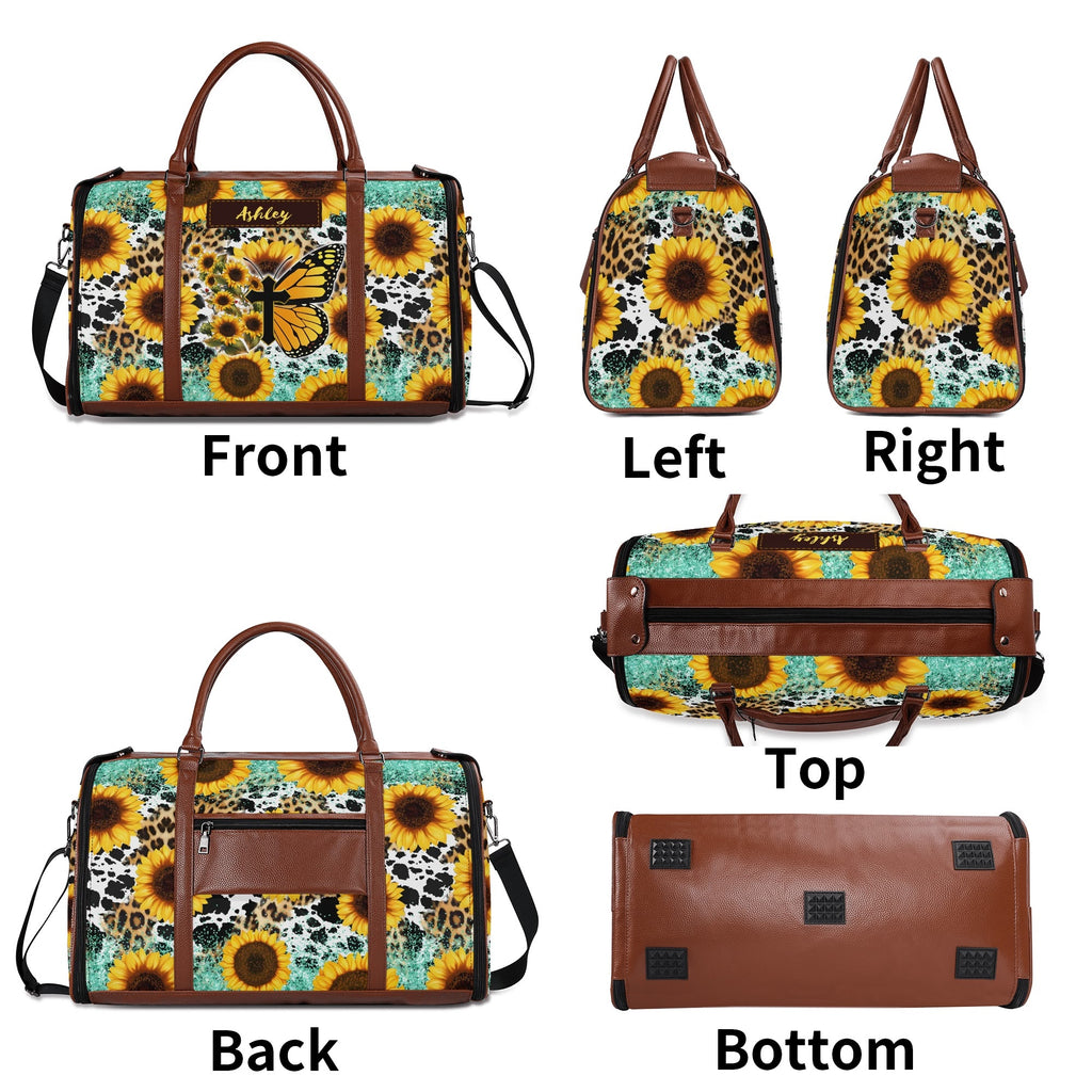 Personalized Leather Duffle Bag Foldable Travel Bag