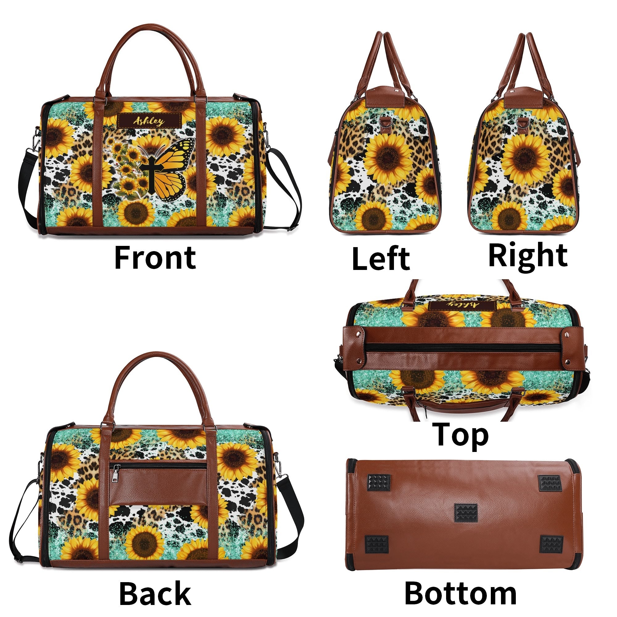 Personalized Leather Duffle Bag Foldable Travel Bag
