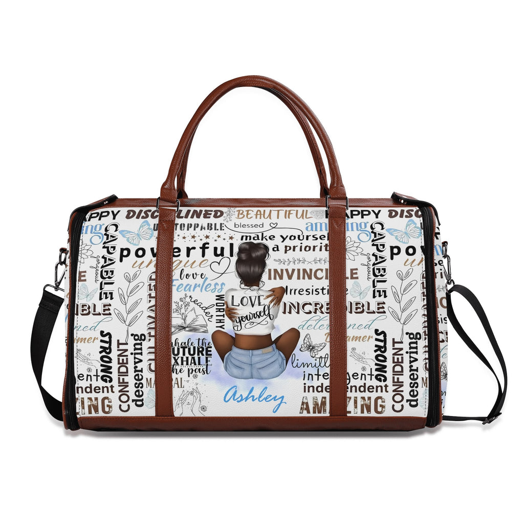 Personalized Leather Duffle Bag Foldable Travel Bag