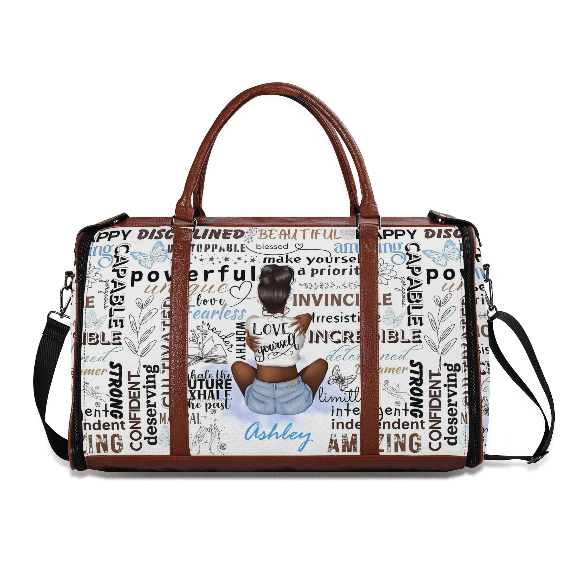 Personalized Leather Duffle Bag Foldable Travel Bag