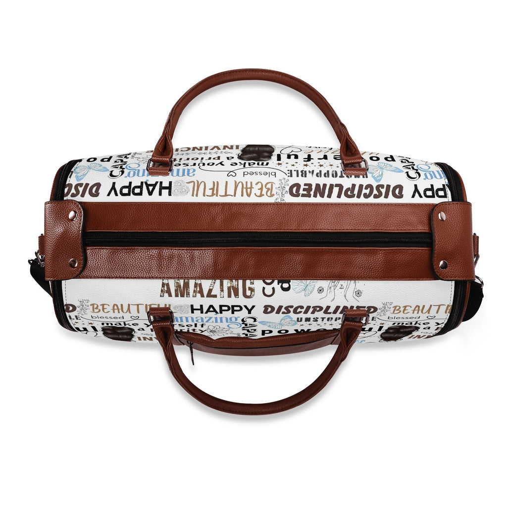Personalized Leather Duffle Bag Foldable Travel Bag