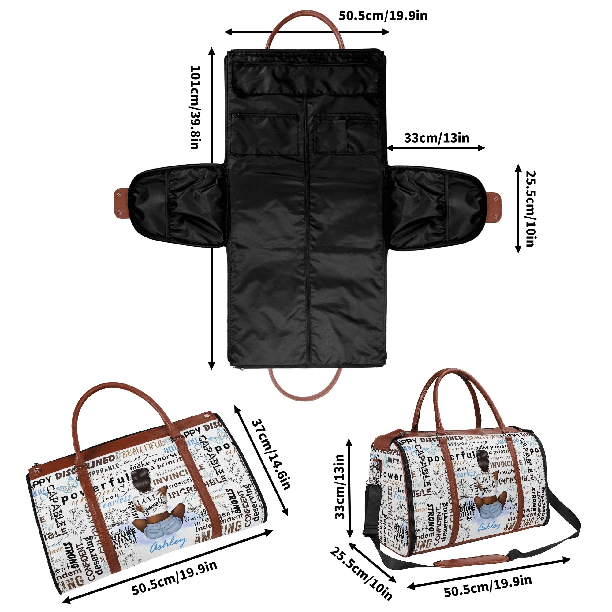 Personalized Leather Duffle Bag Foldable Travel Bag