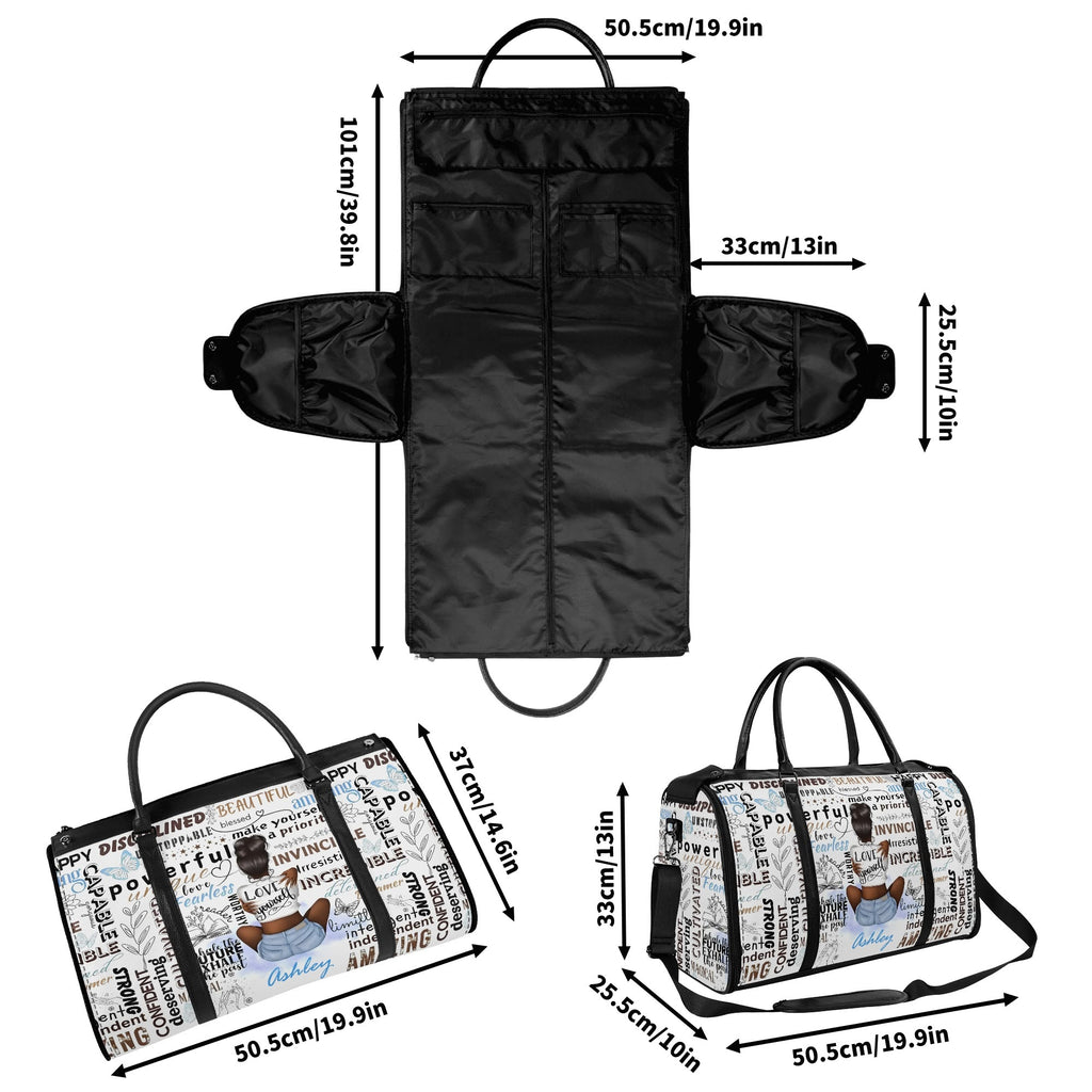 Personalized Leather Duffle Bag Foldable Travel Bag