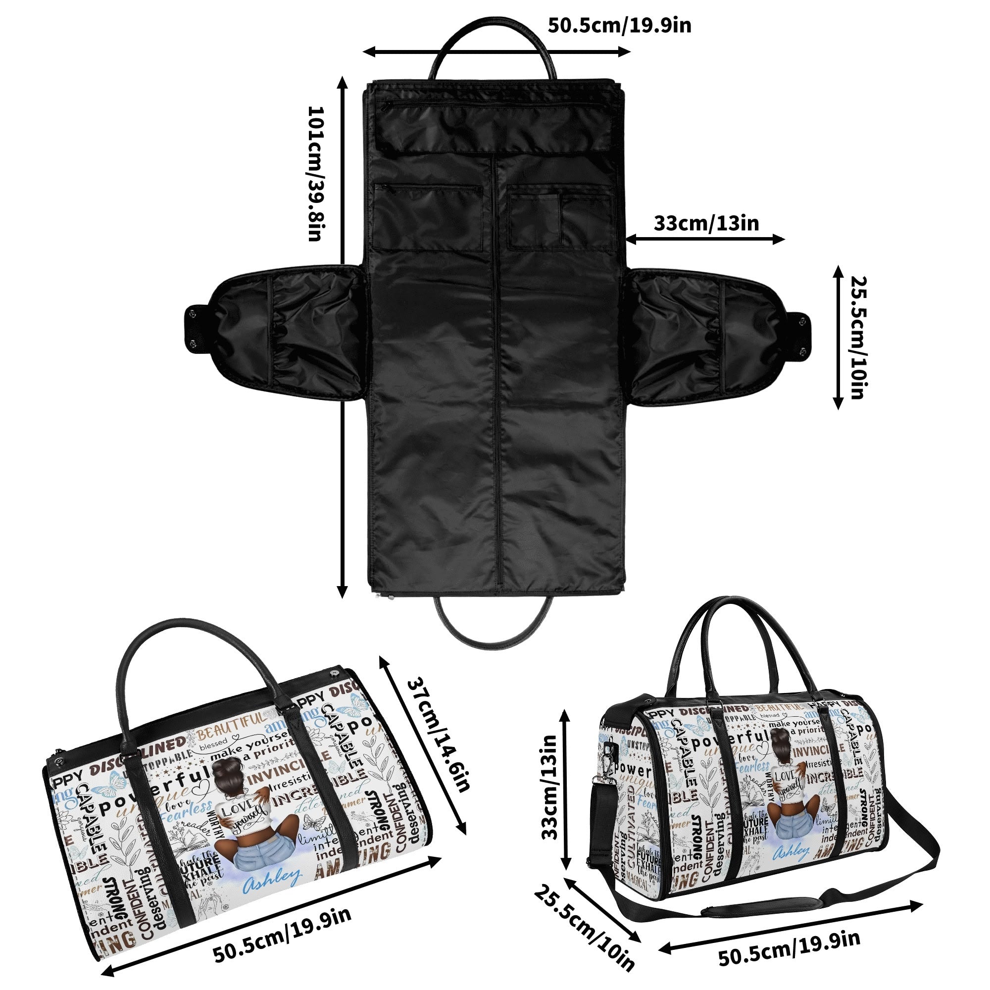 Personalized Leather Duffle Bag Foldable Travel Bag