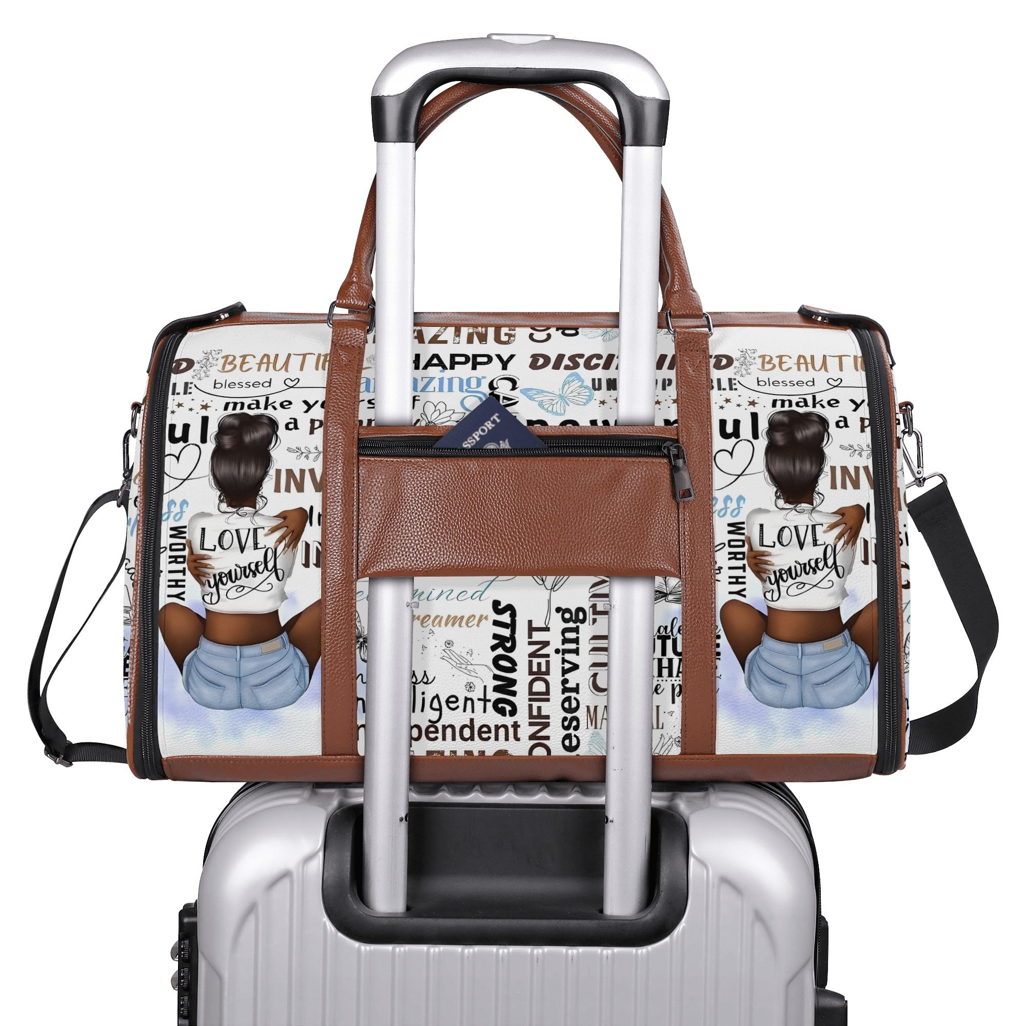 Personalized Leather Duffle Bag Foldable Travel Bag
