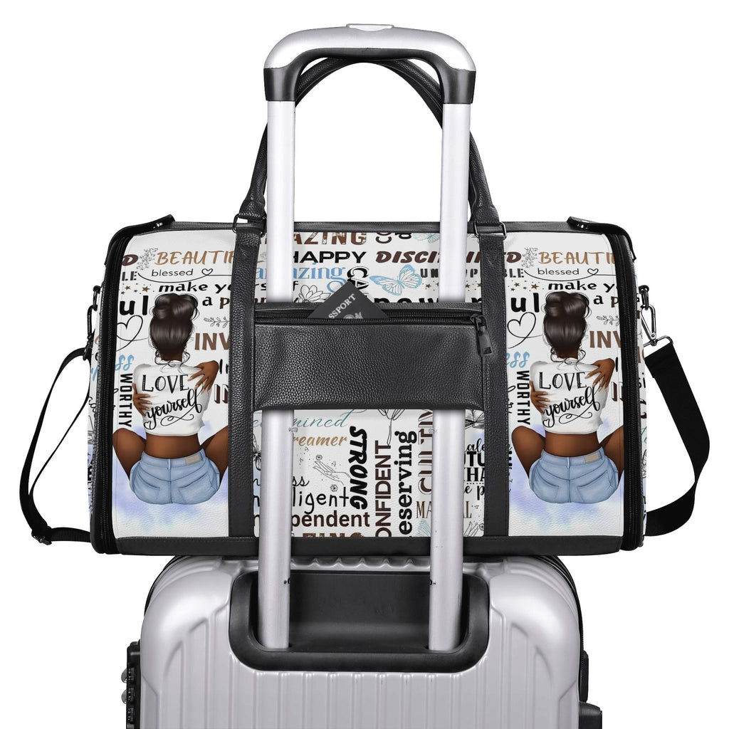 Personalized Leather Duffle Bag Foldable Travel Bag