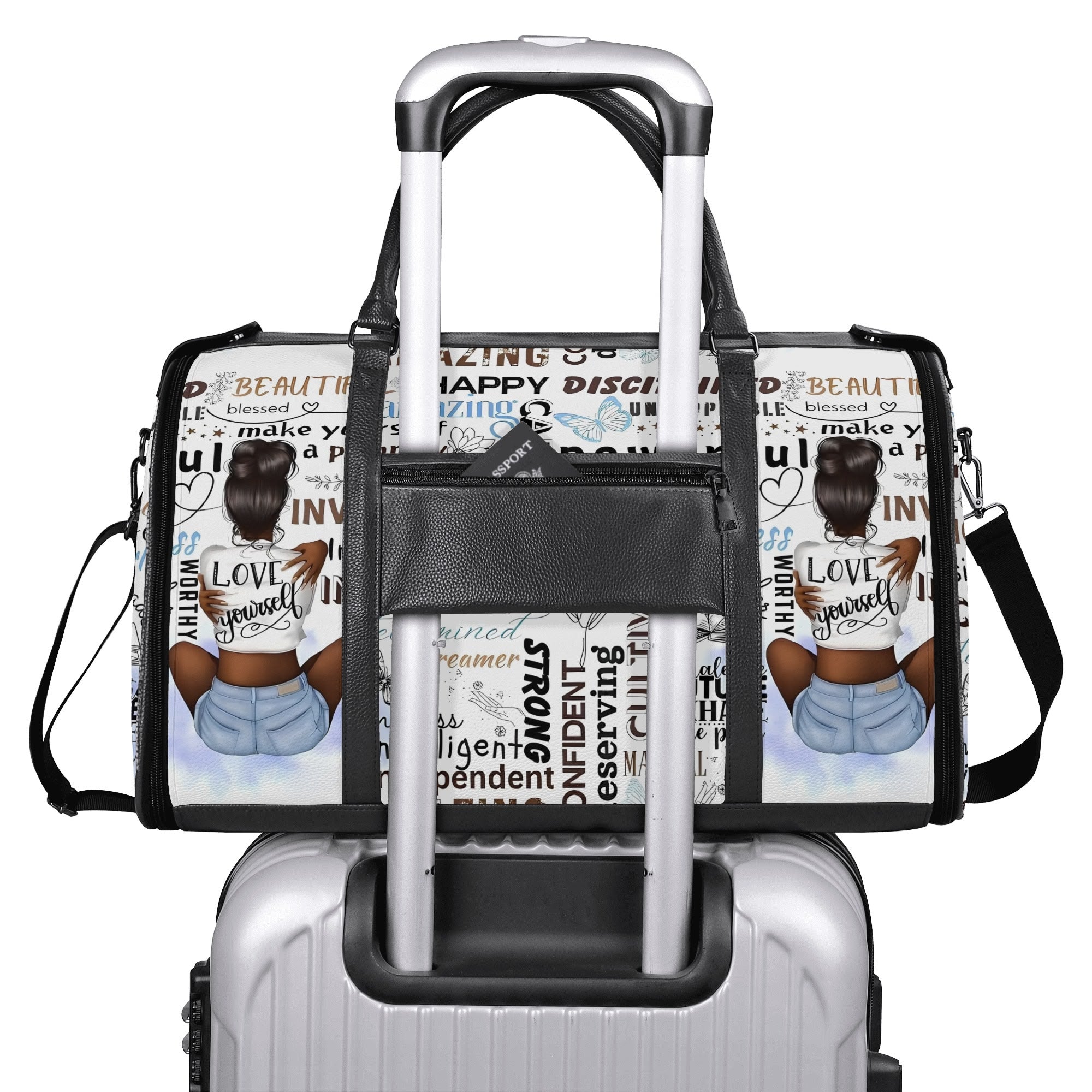 Personalized Leather Duffle Bag Foldable Travel Bag