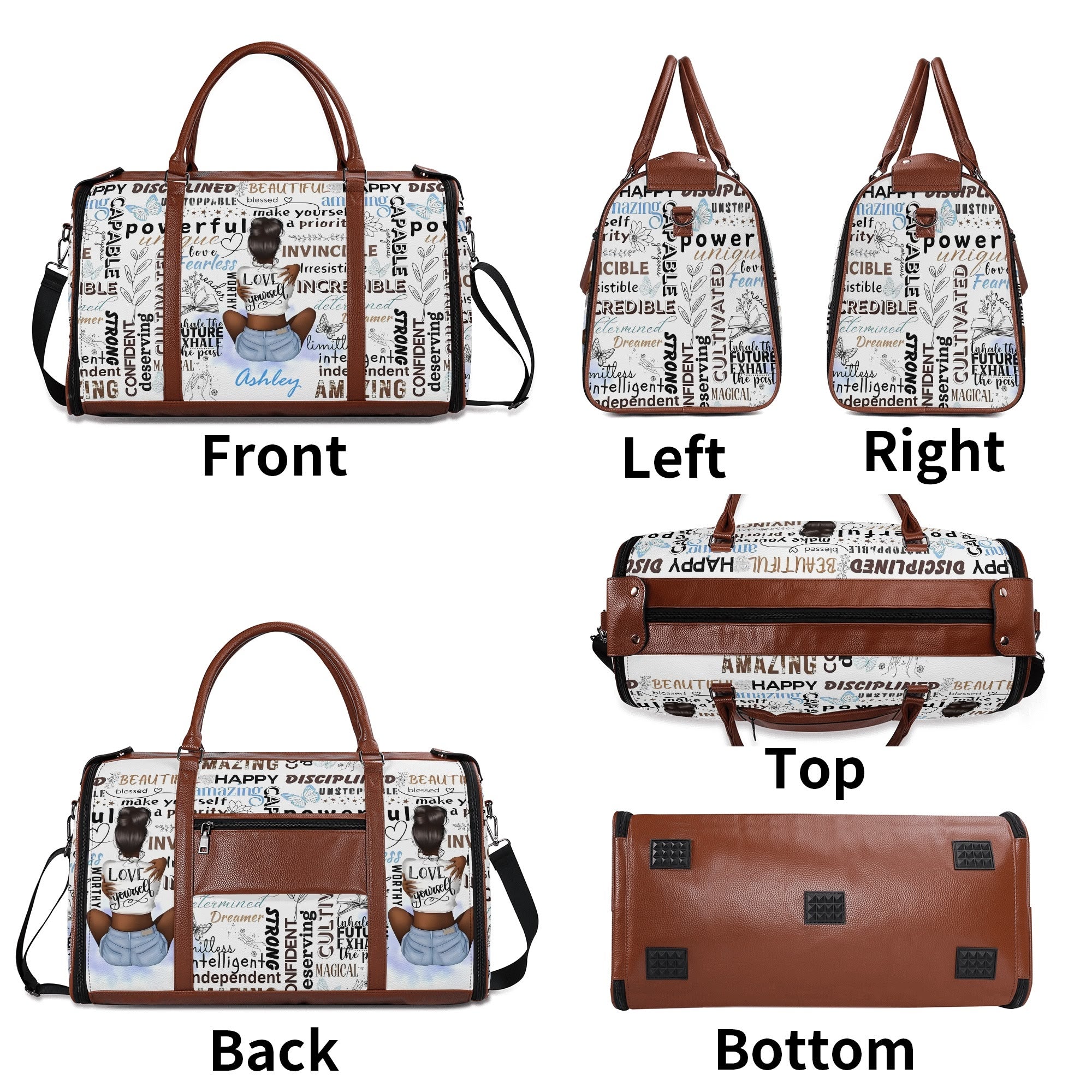 Personalized Leather Duffle Bag Foldable Travel Bag