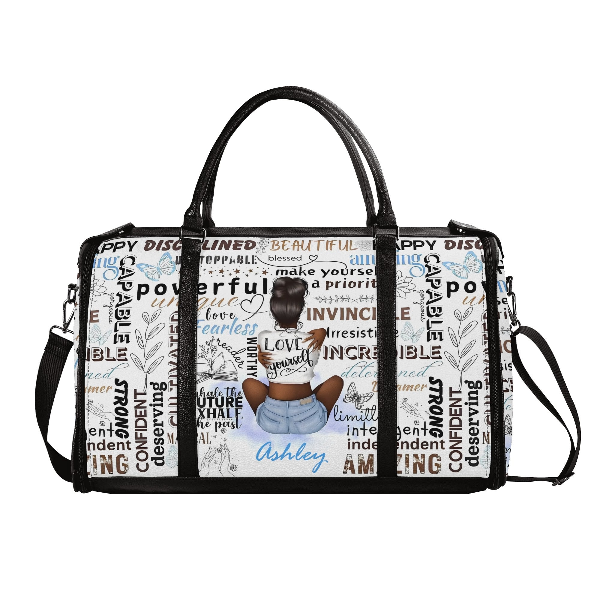 Personalized Leather Duffle Bag Foldable Travel Bag