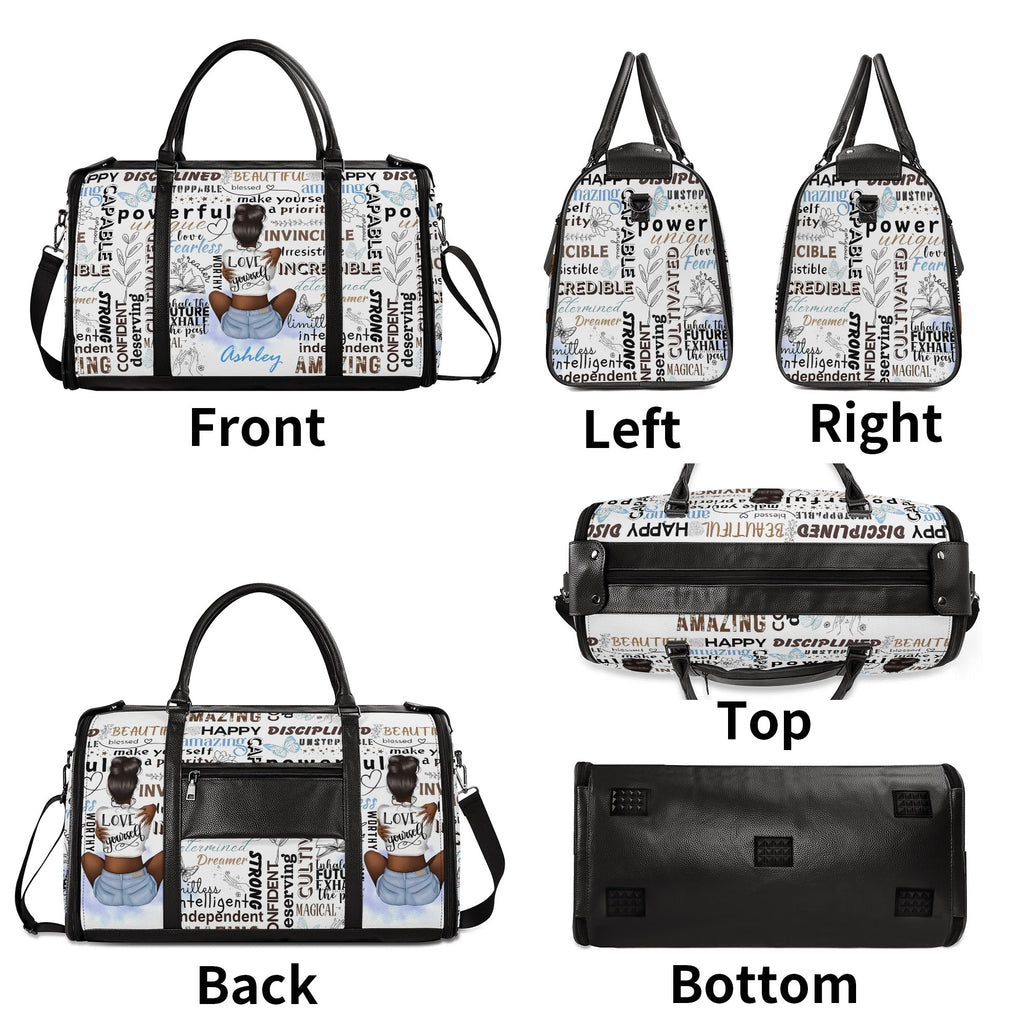Personalized Leather Duffle Bag Foldable Travel Bag