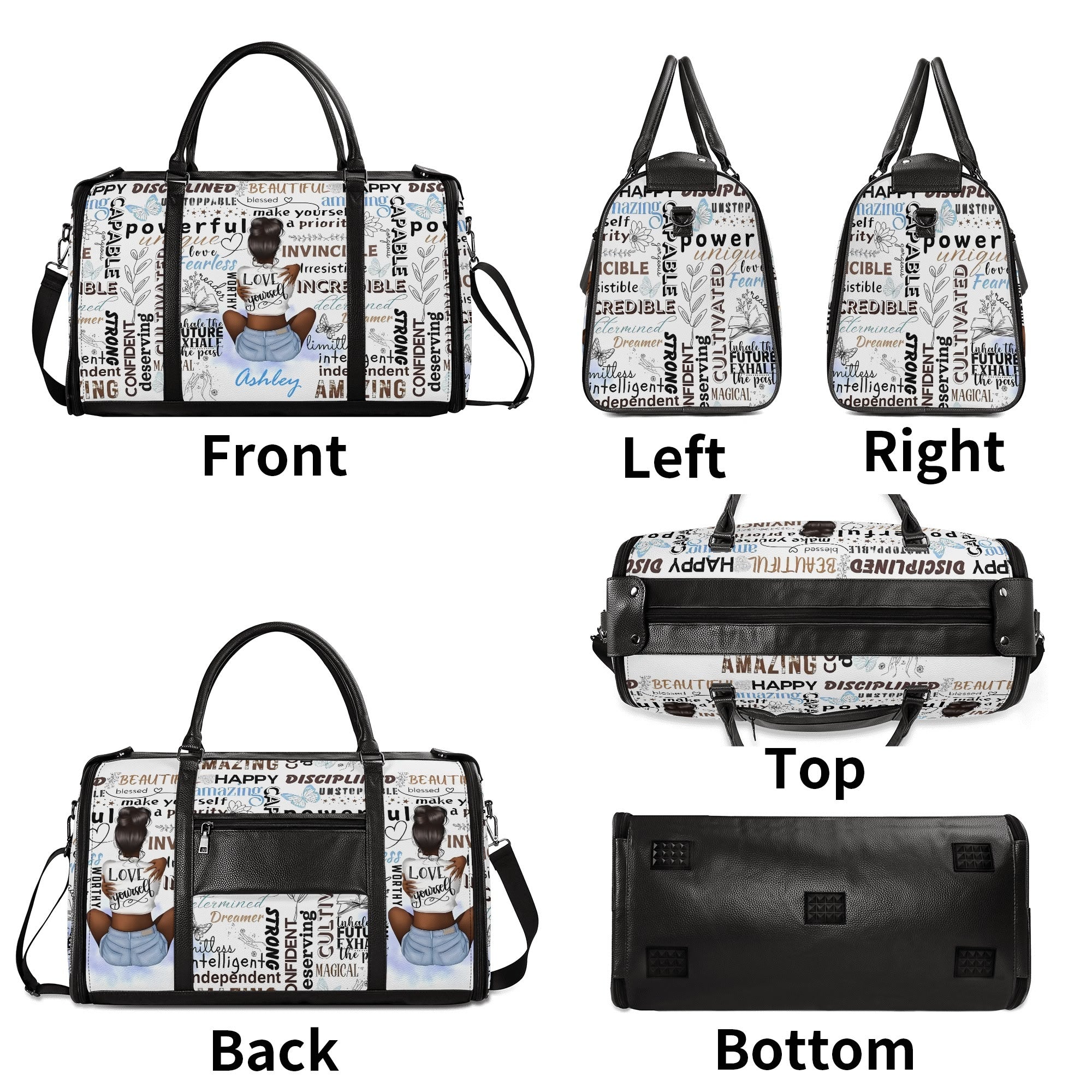 Personalized Leather Duffle Bag Foldable Travel Bag
