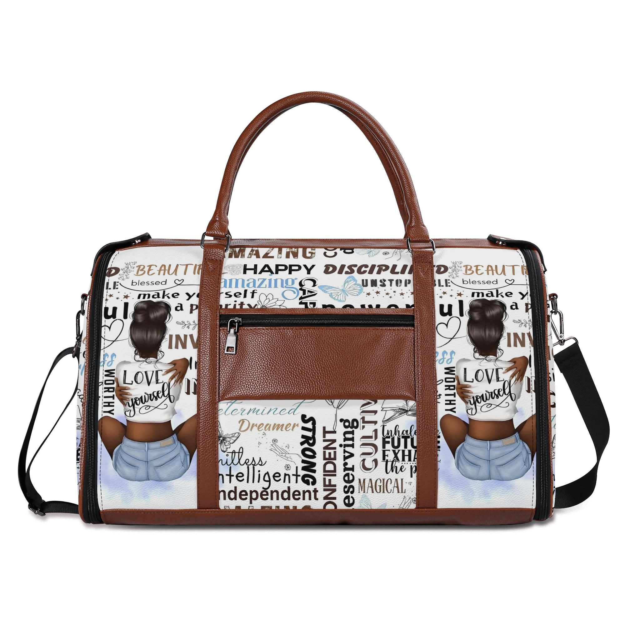 Personalized Leather Duffle Bag Foldable Travel Bag
