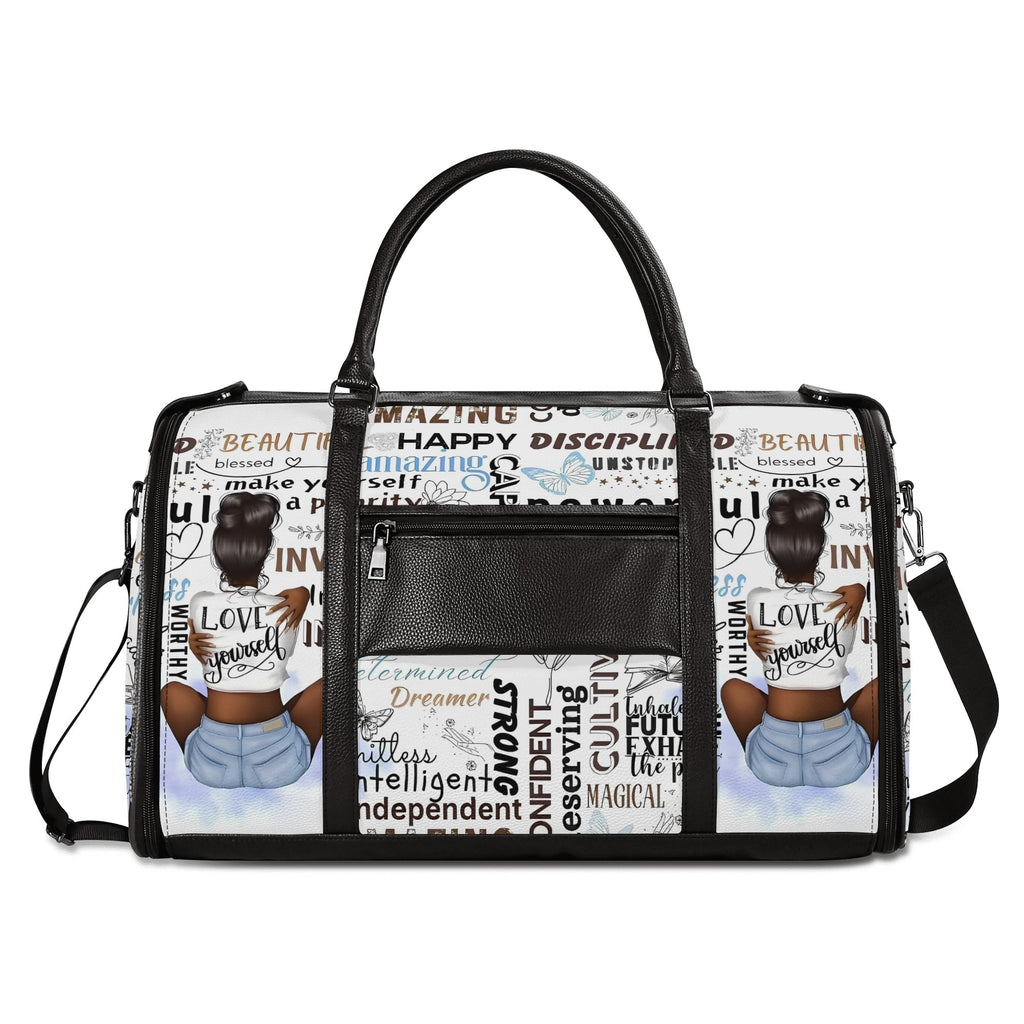 Personalized Leather Duffle Bag Foldable Travel Bag