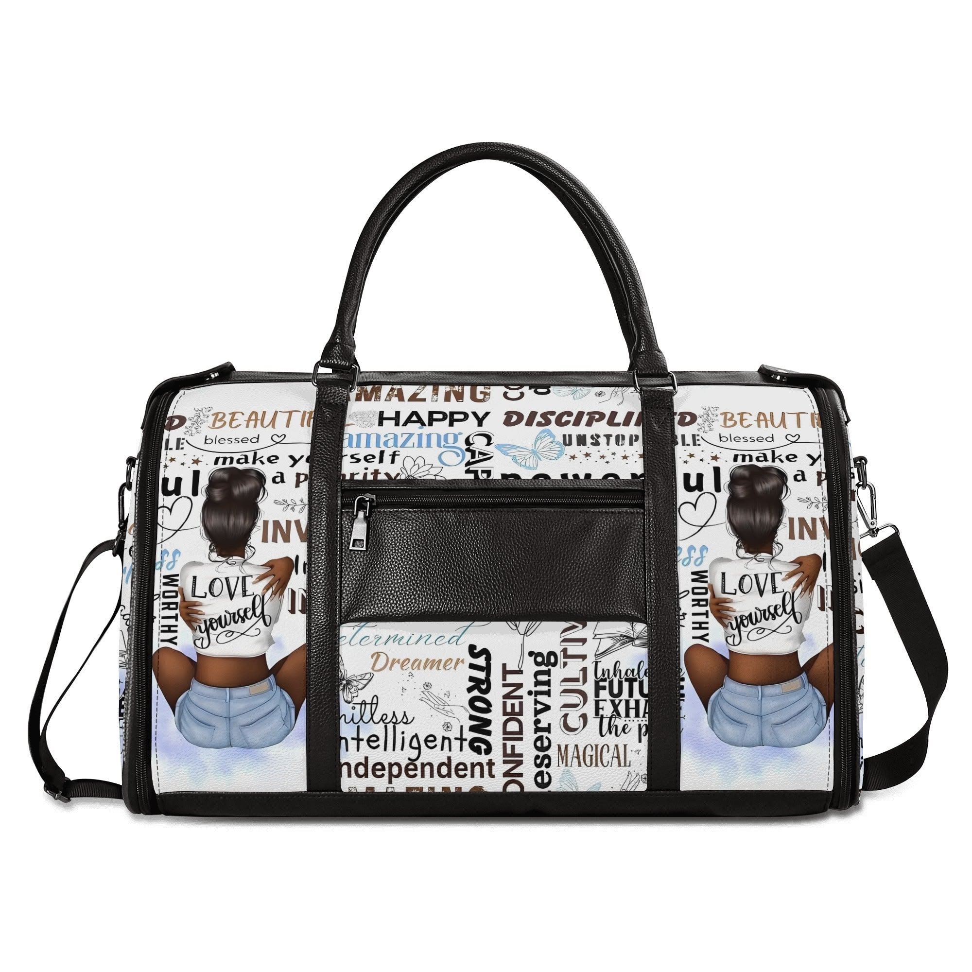 Personalized Leather Duffle Bag Foldable Travel Bag