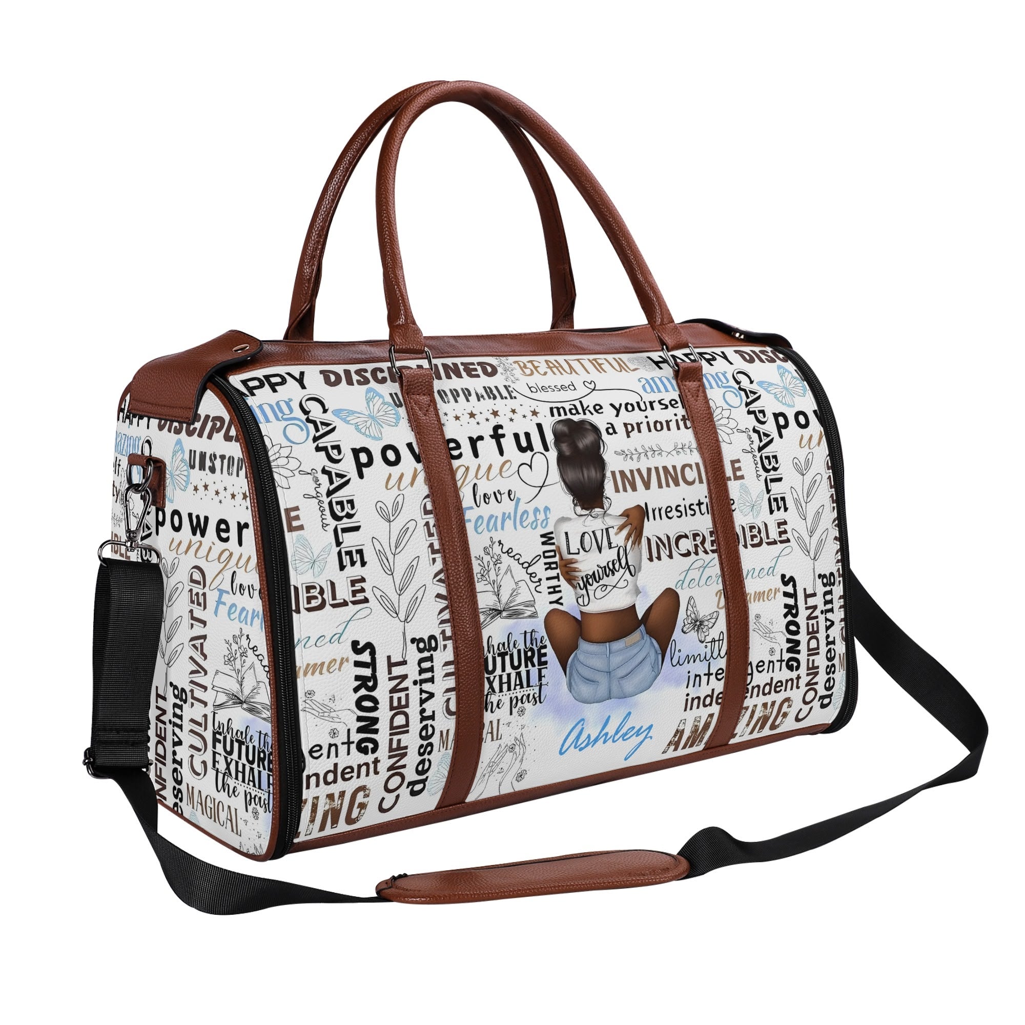 Personalized Leather Duffle Bag Foldable Travel Bag
