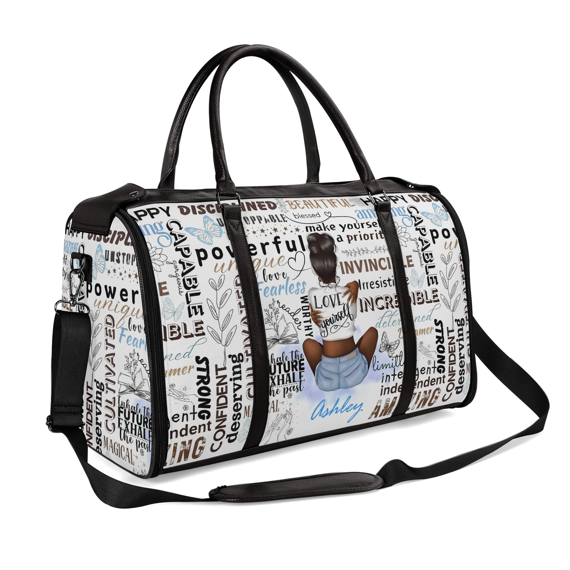 Personalized Leather Duffle Bag Foldable Travel Bag