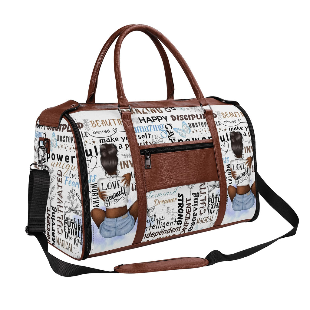 Personalized Leather Duffle Bag Foldable Travel Bag