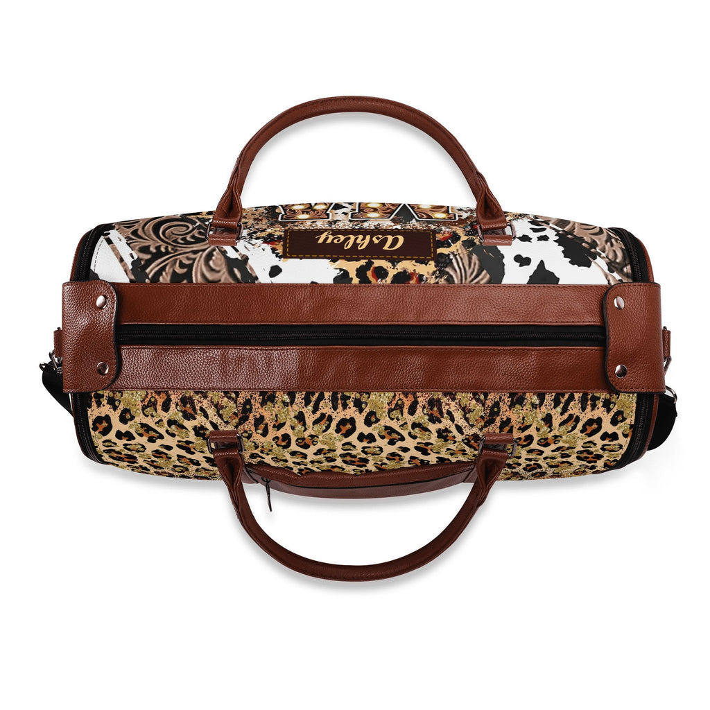Personalized Leather Duffle Bag Foldable Travel Bag