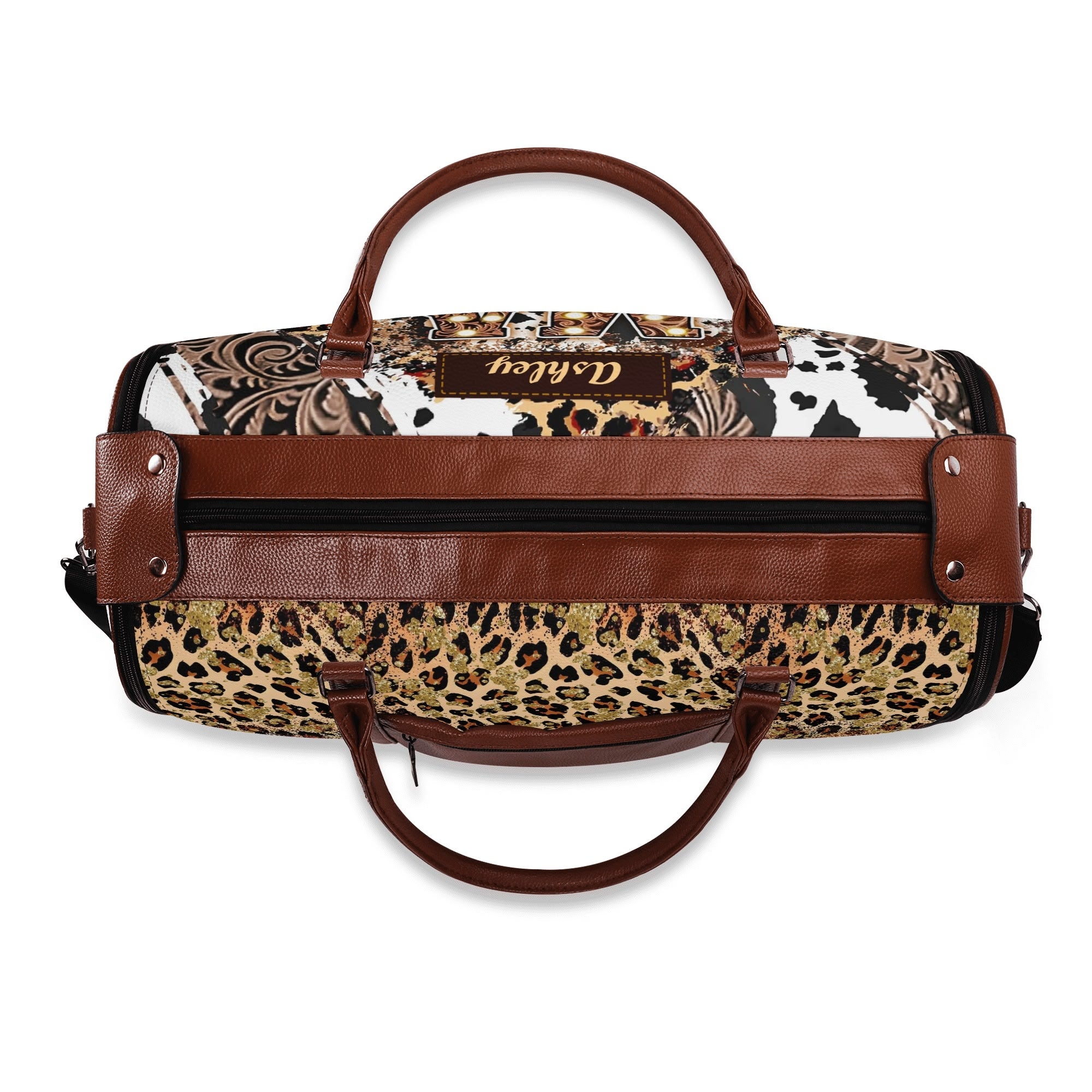 Personalized Leather Duffle Bag Foldable Travel Bag