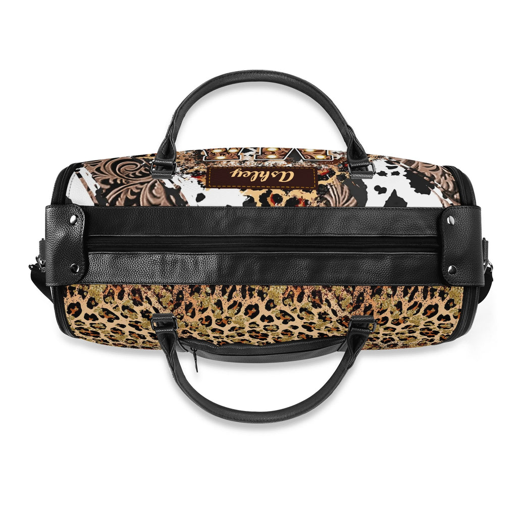 Personalized Leather Duffle Bag Foldable Travel Bag