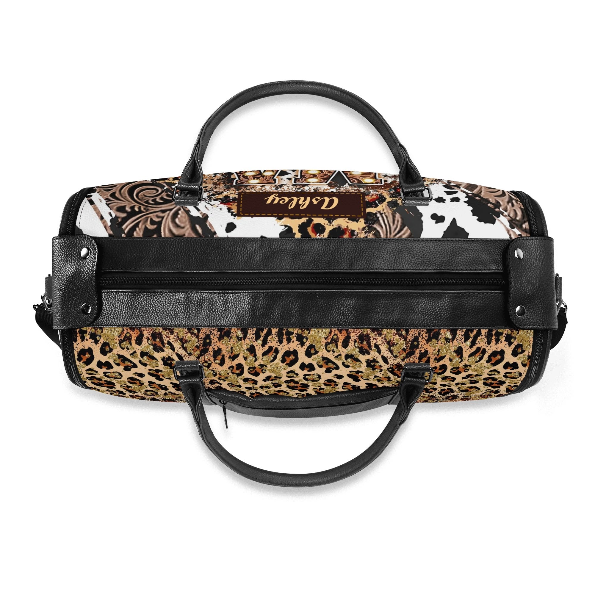 Personalized Leather Duffle Bag Foldable Travel Bag
