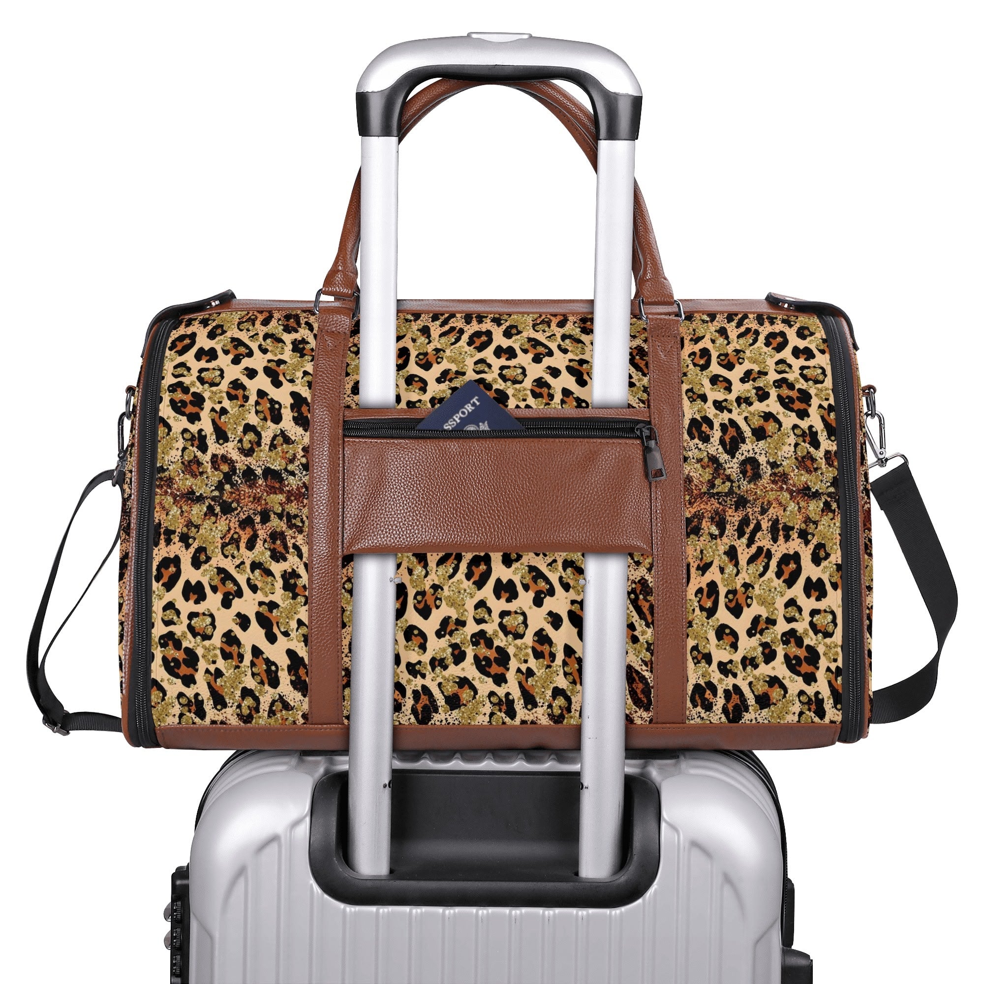 Personalized Leather Duffle Bag Foldable Travel Bag