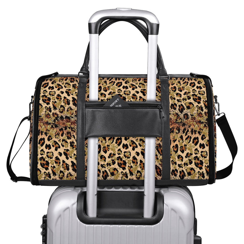 Personalized Leather Duffle Bag Foldable Travel Bag