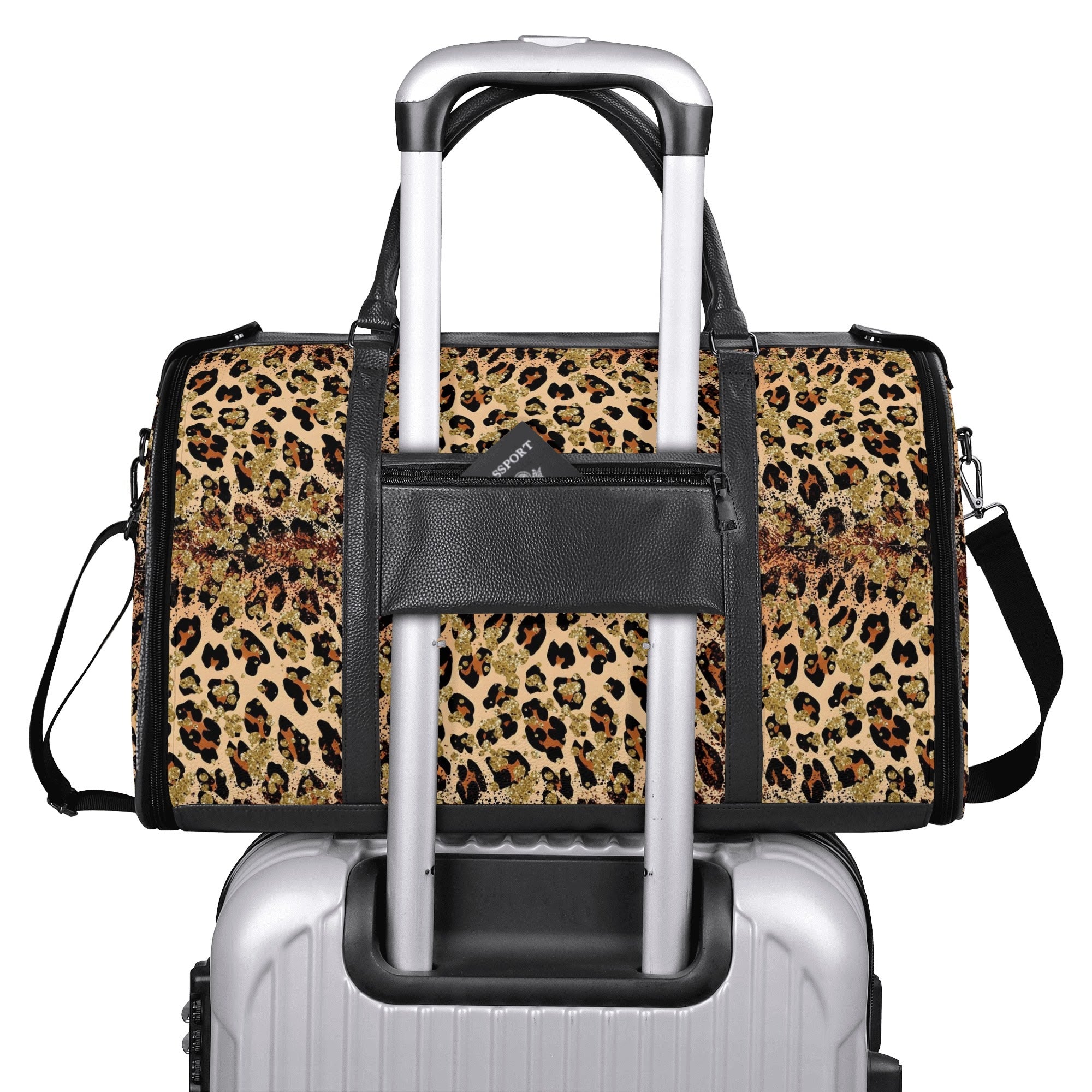 Personalized Leather Duffle Bag Foldable Travel Bag