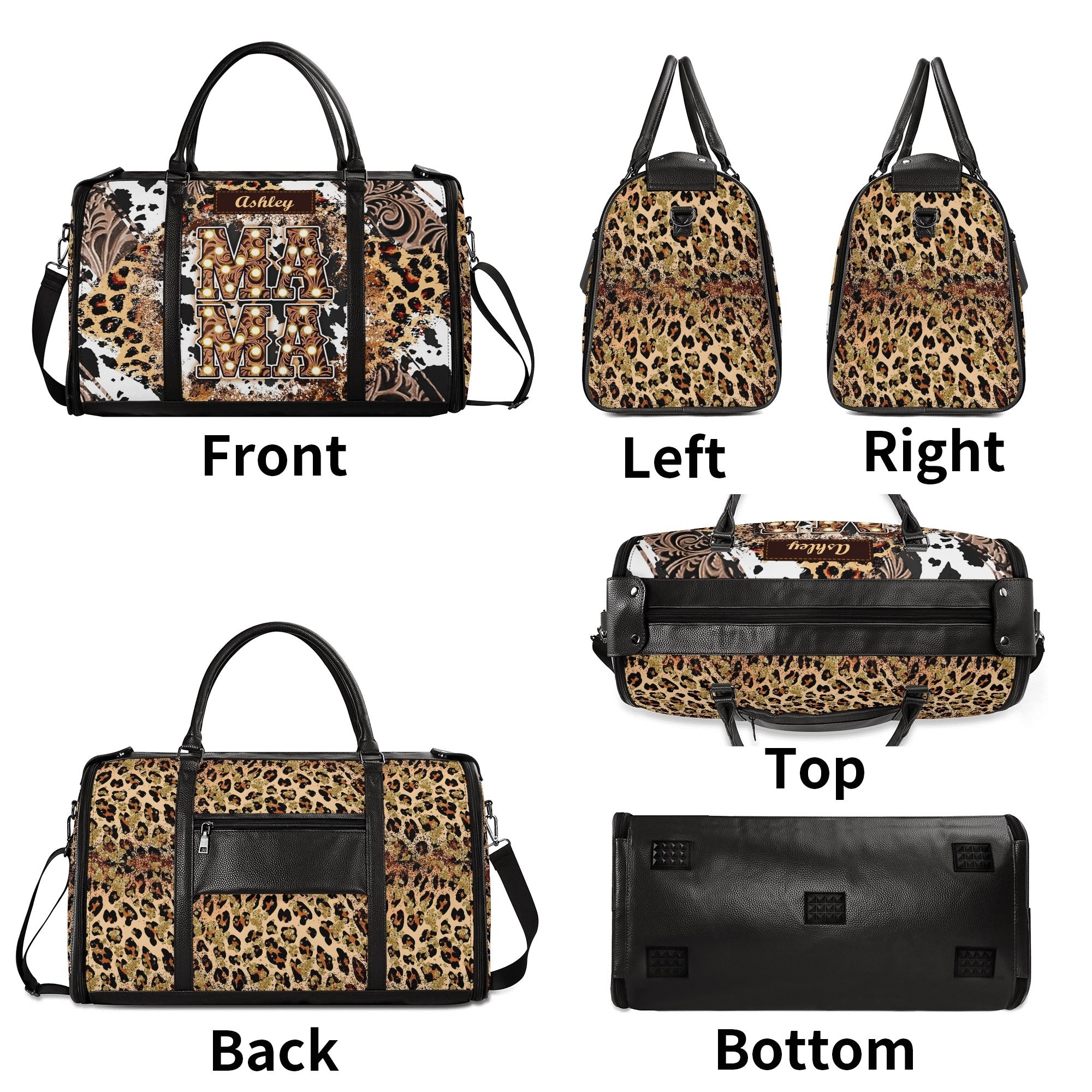 Personalized Leather Duffle Bag Foldable Travel Bag