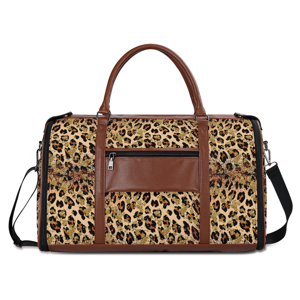 Personalized Leather Duffle Bag Foldable Travel Bag