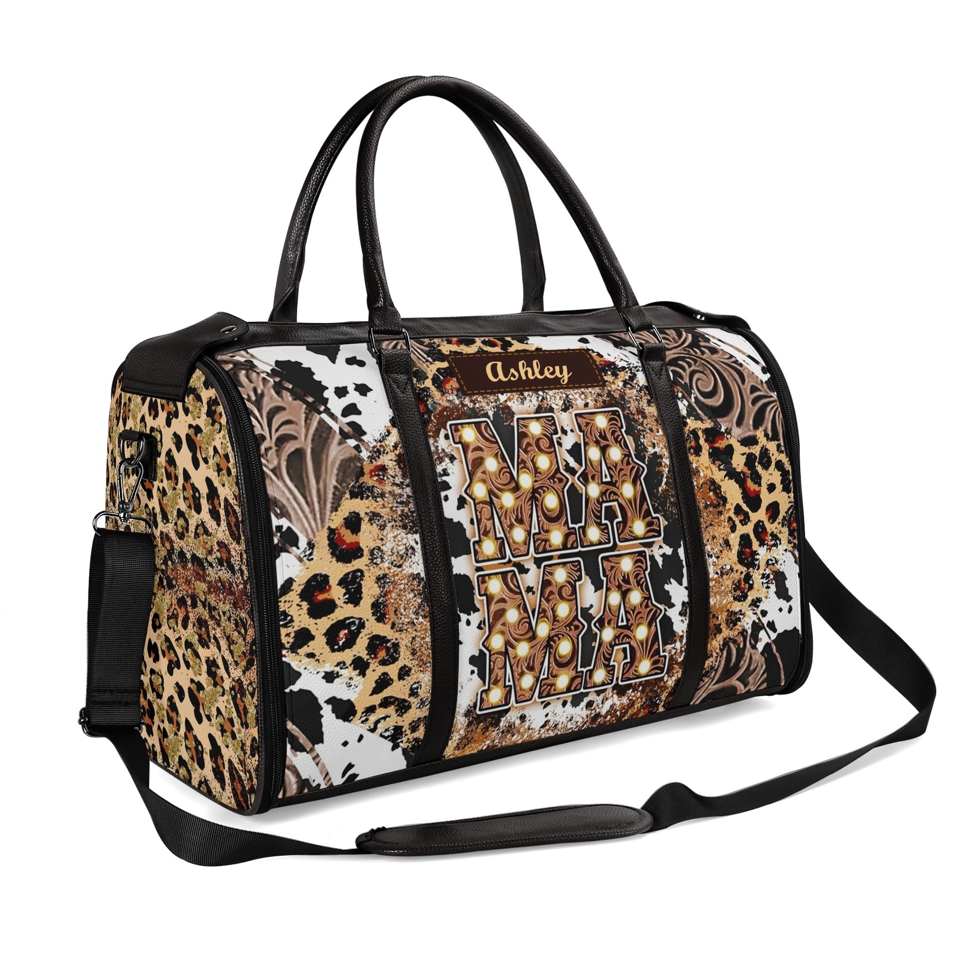 Personalized Leather Duffle Bag Foldable Travel Bag