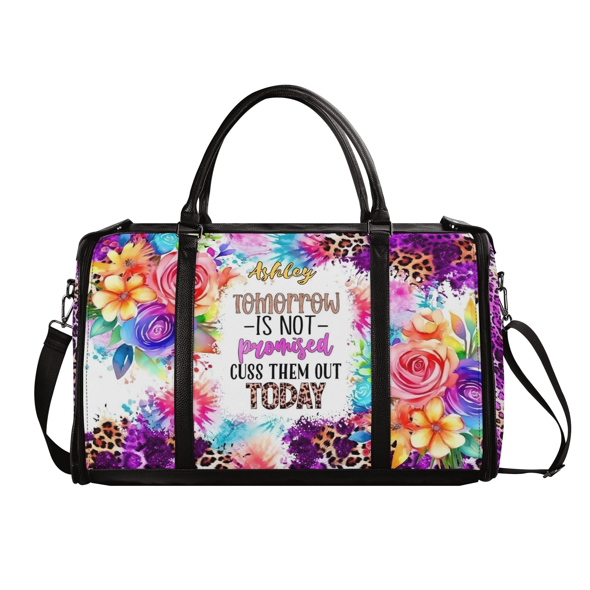 Personalized Leather Duffle Bag Foldable Travel Bag
