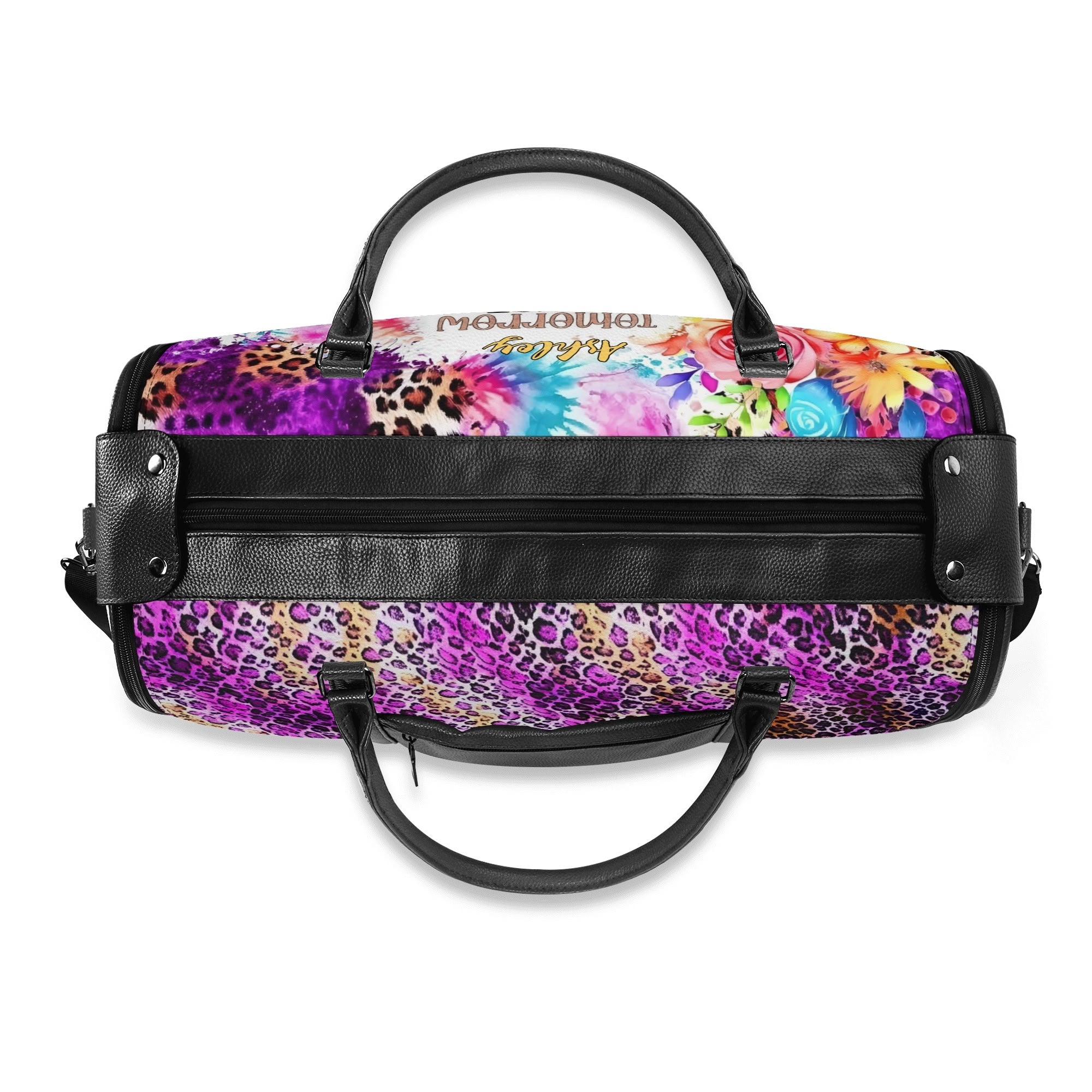 Personalized Leather Duffle Bag Foldable Travel Bag
