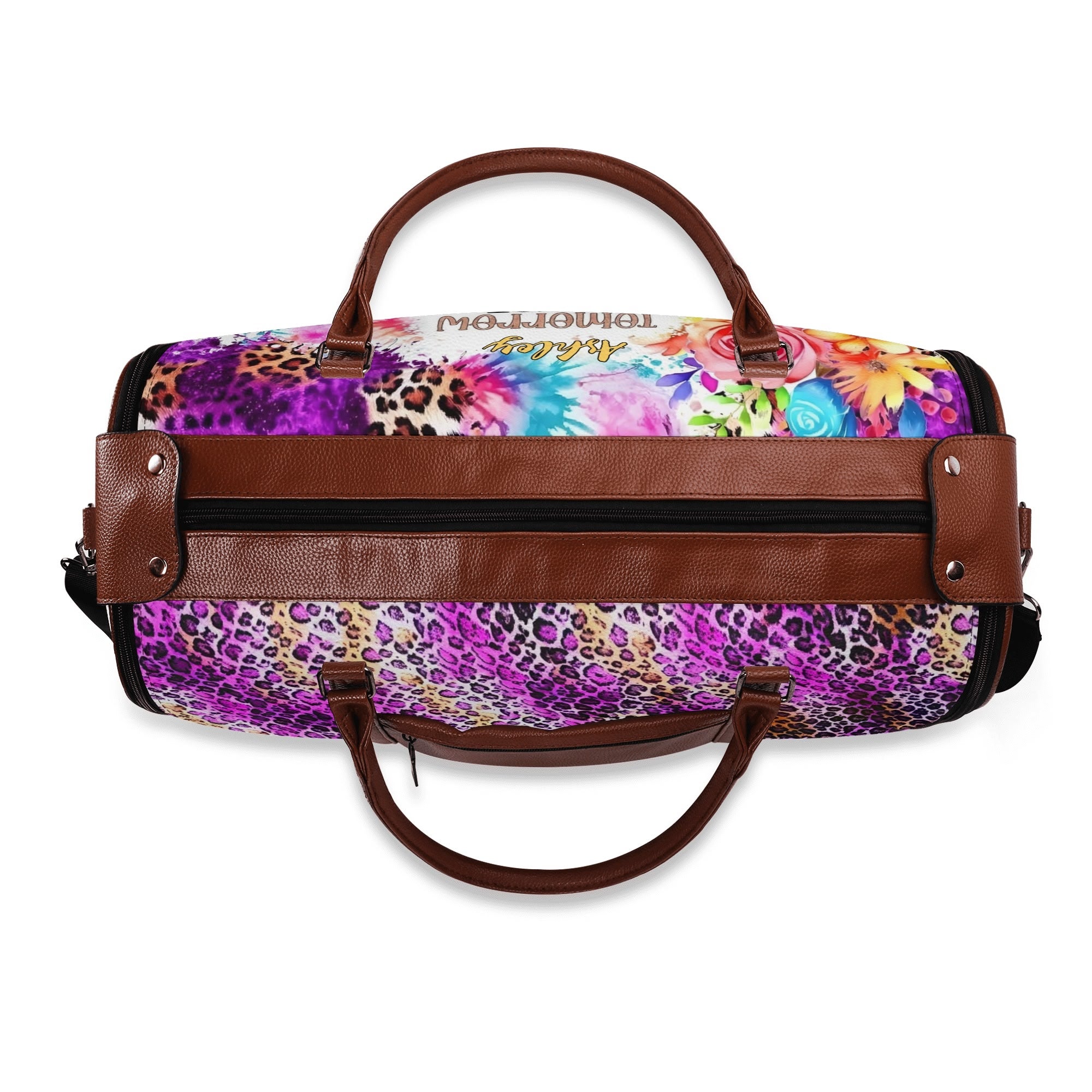 Personalized Leather Duffle Bag Foldable Travel Bag