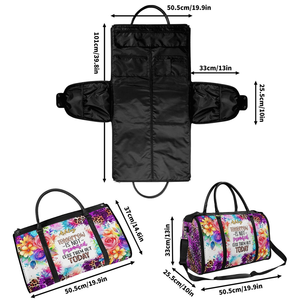 Personalized Leather Duffle Bag Foldable Travel Bag