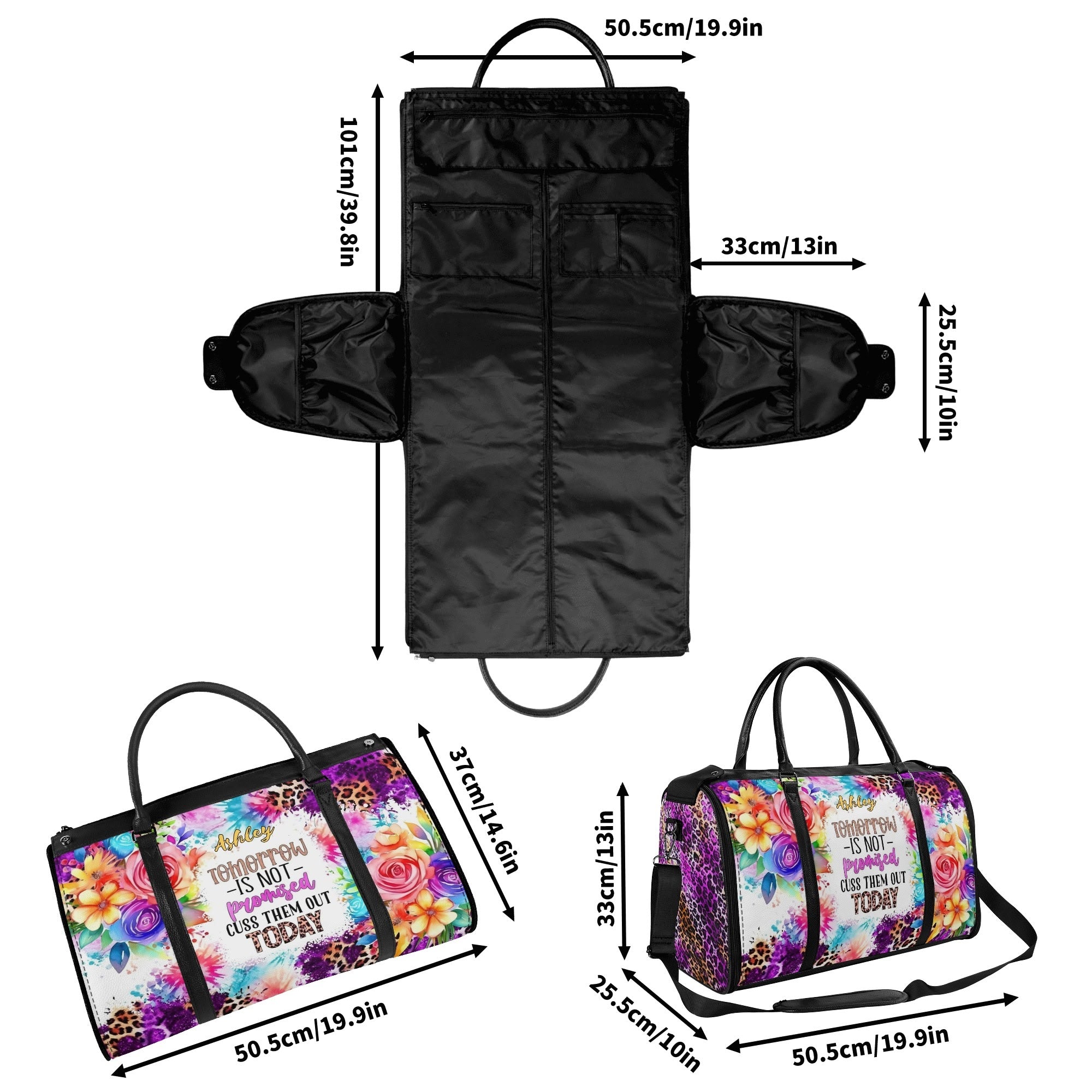 Personalized Leather Duffle Bag Foldable Travel Bag