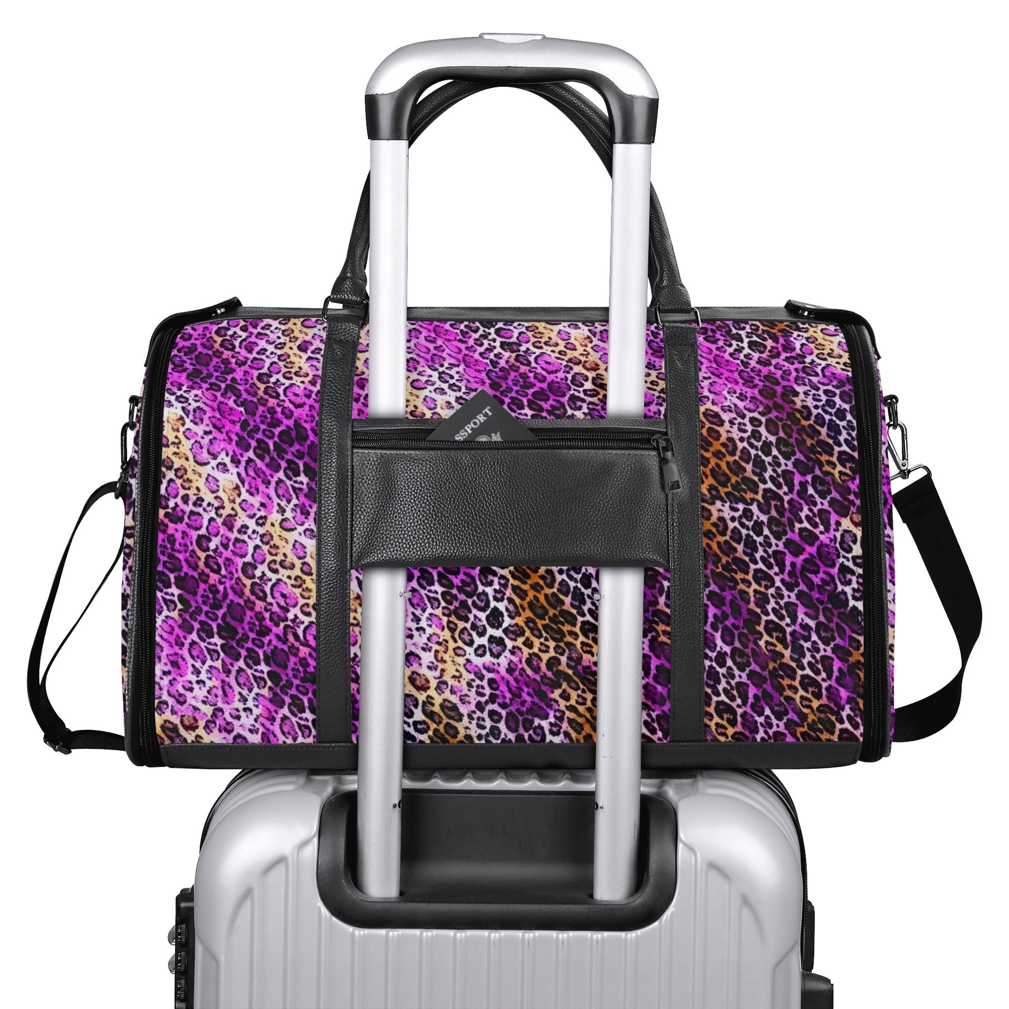 Personalized Leather Duffle Bag Foldable Travel Bag