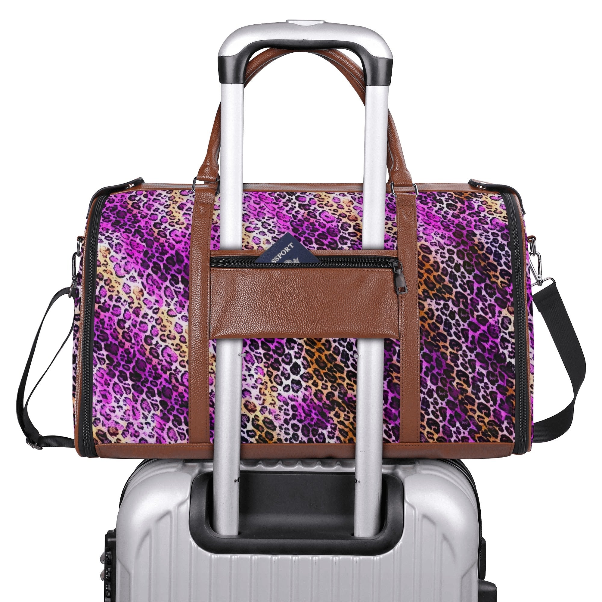 Personalized Leather Duffle Bag Foldable Travel Bag